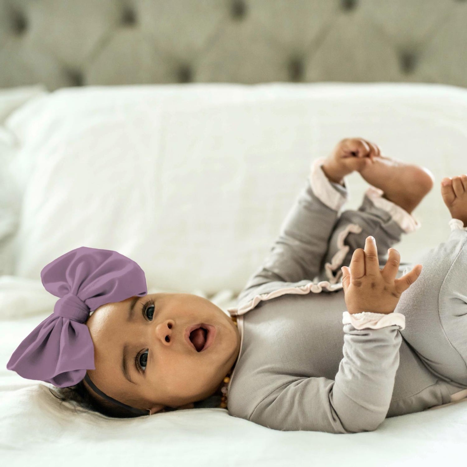 Luxe Big Bow with Black Headband in Pegasus (265433)