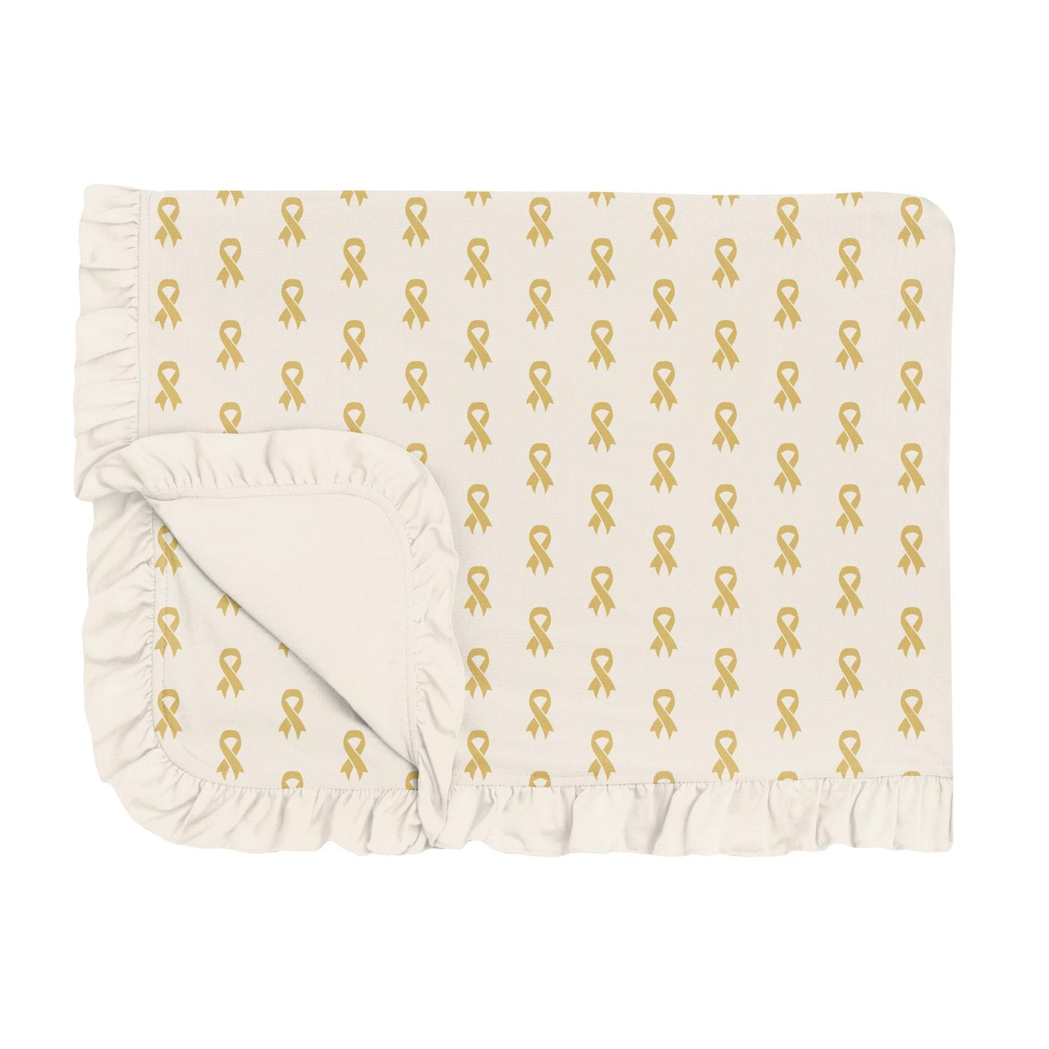 Print Ruffle Toddler Blanket in Gold Ribbon