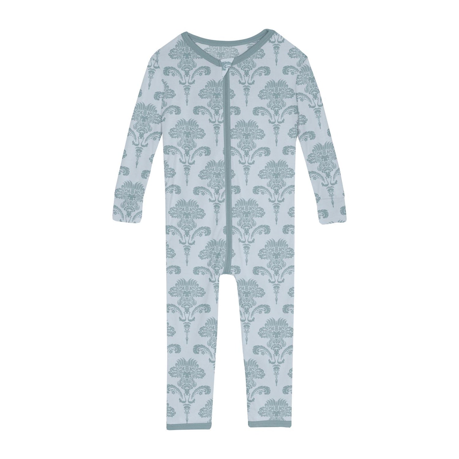 Print Convertible Sleeper with Zipper in Illusion Blue Damask