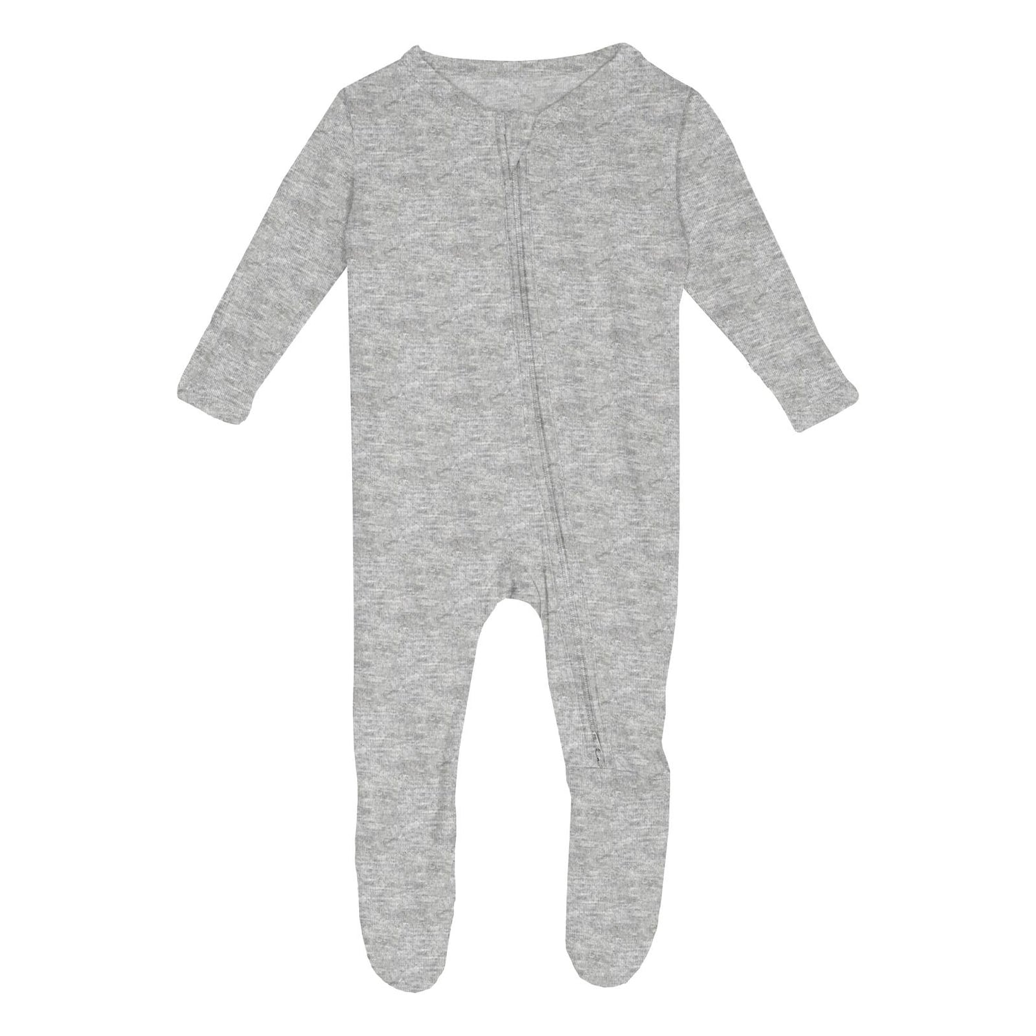 Footie with 2 Way Zipper in Heathered Mist