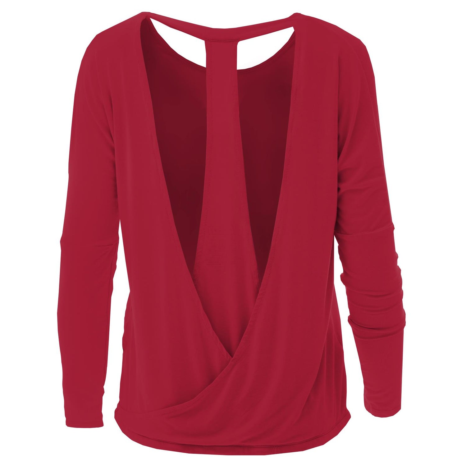 Women's Solid Open Back Top in Crimson