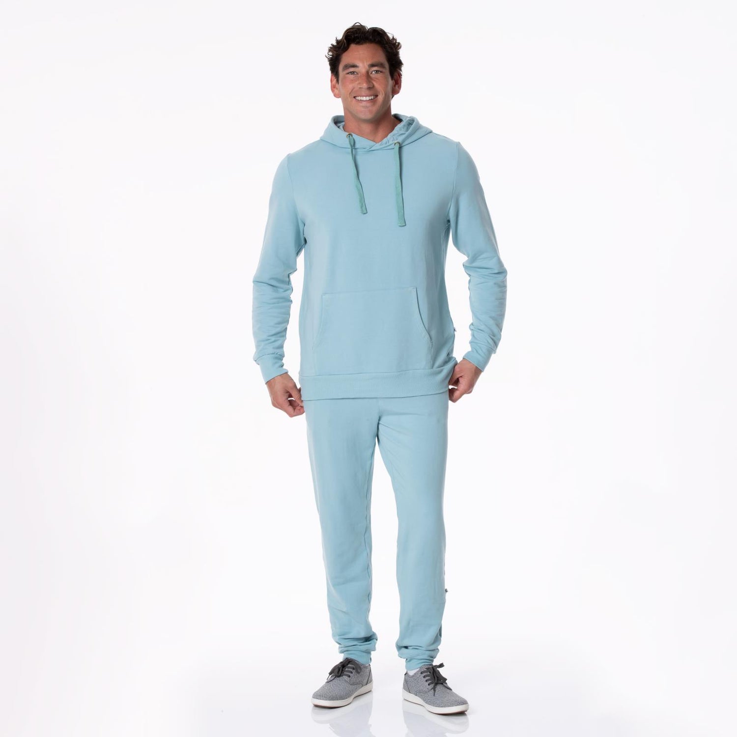 Men's Fleece Kangaroo Pocket Pullover in Stormy Sea