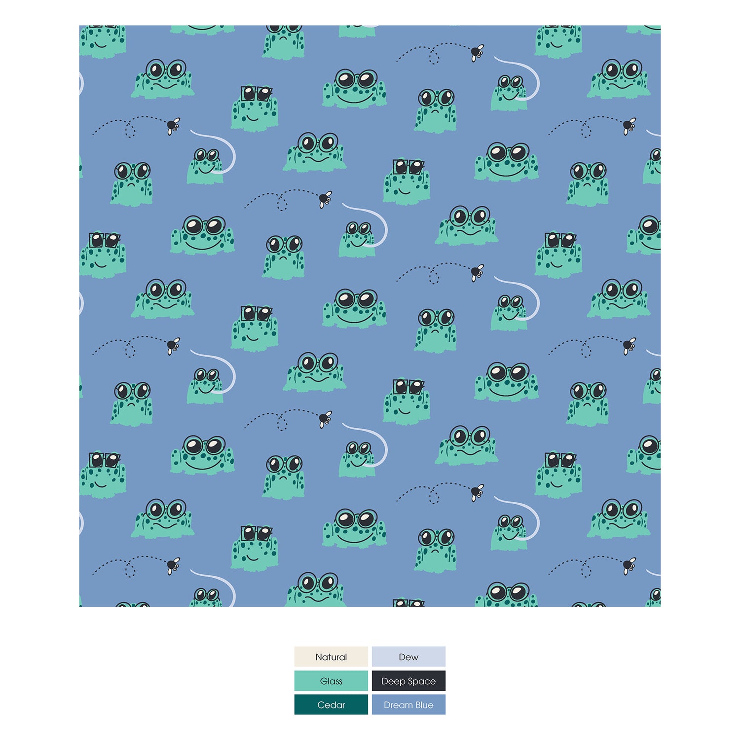 Print Footie with Snaps in Dream Blue Bespeckled Frogs