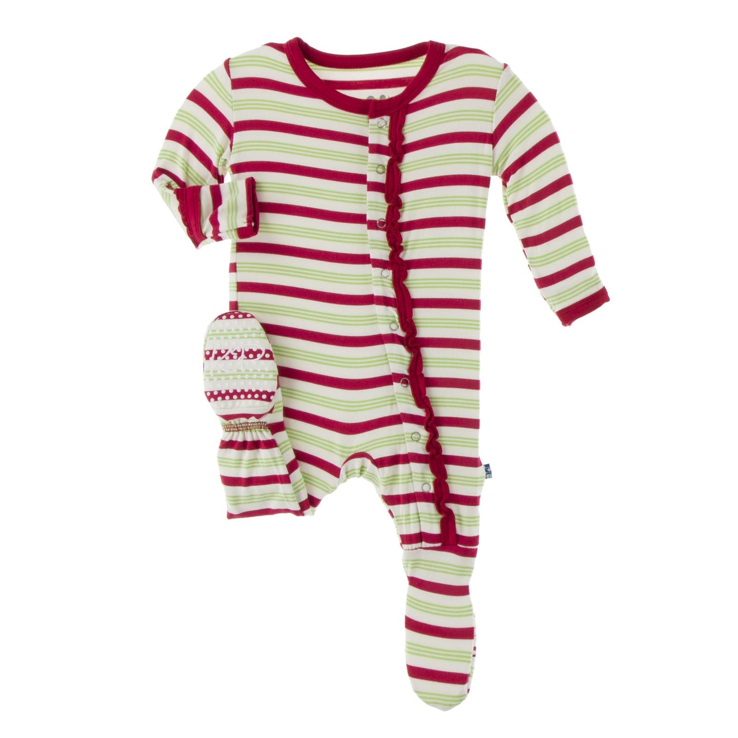 Print Muffin Ruffle Footie with Snaps in 2020 Candy Cane Stripe