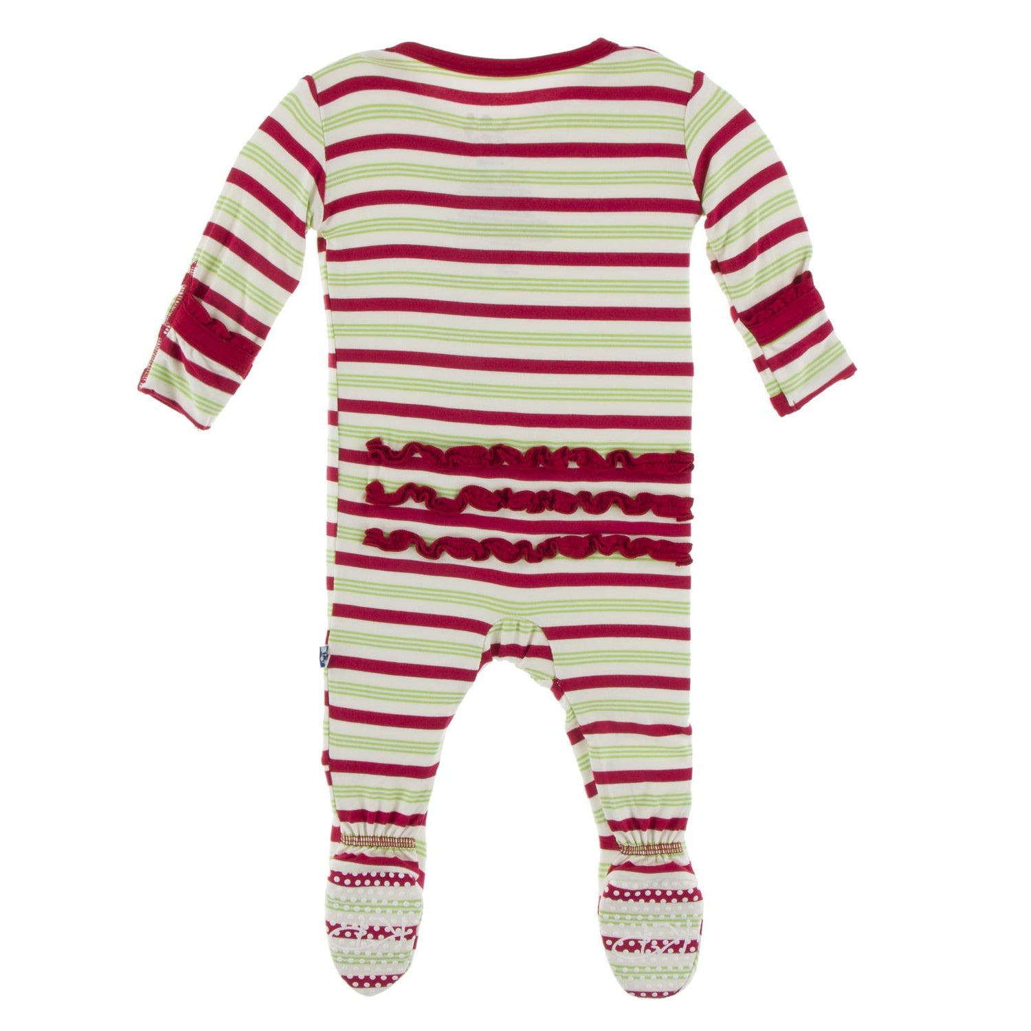 Print Muffin Ruffle Footie with Snaps in 2020 Candy Cane Stripe