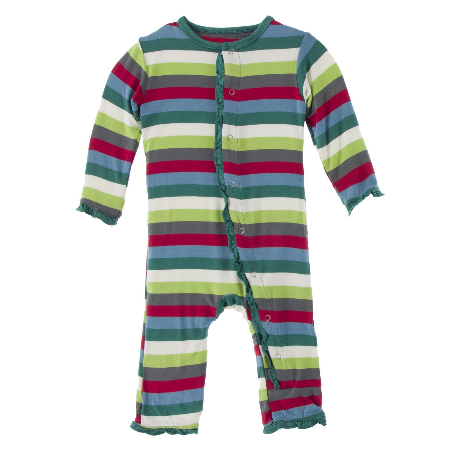 Print Classic Ruffle Coverall with Snaps in 2020 Multi Stripe