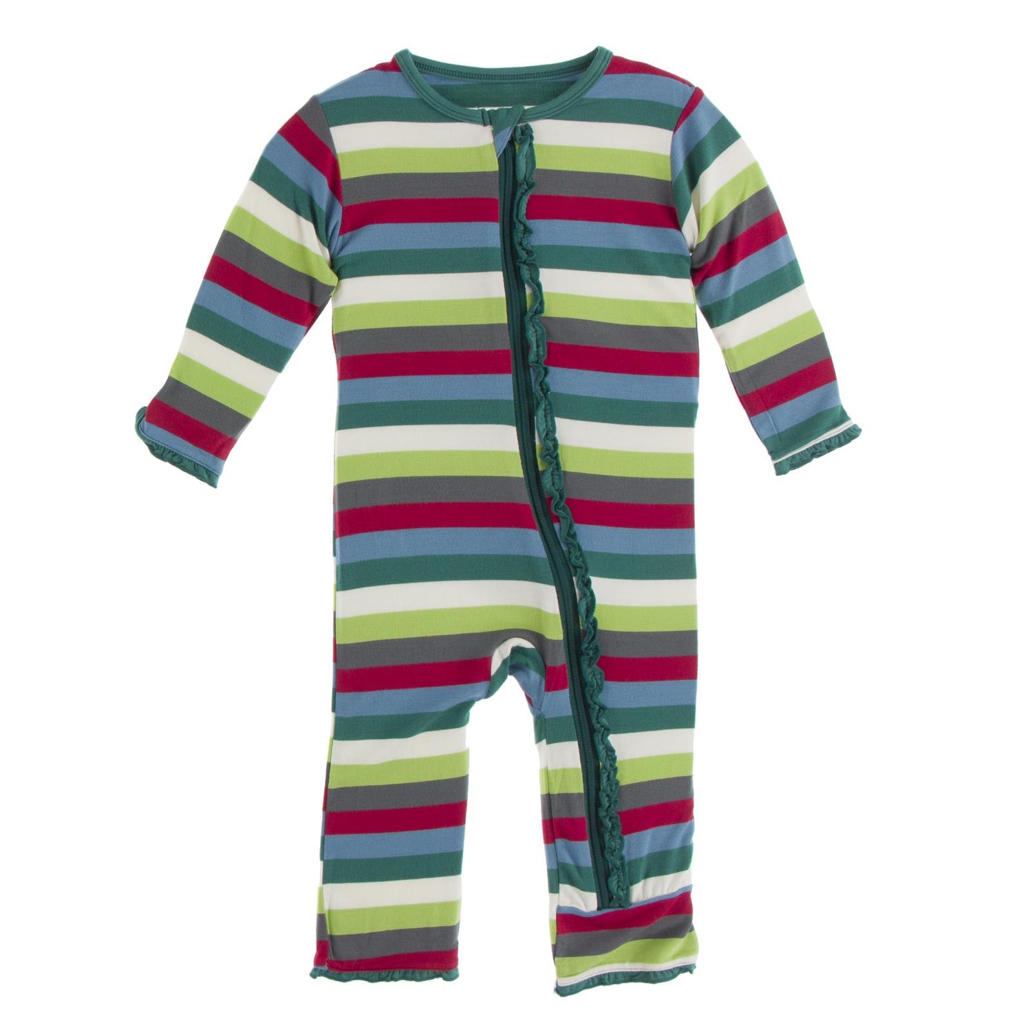 Print Muffin Ruffle Coverall with Zipper in 2020 Multi Stripe