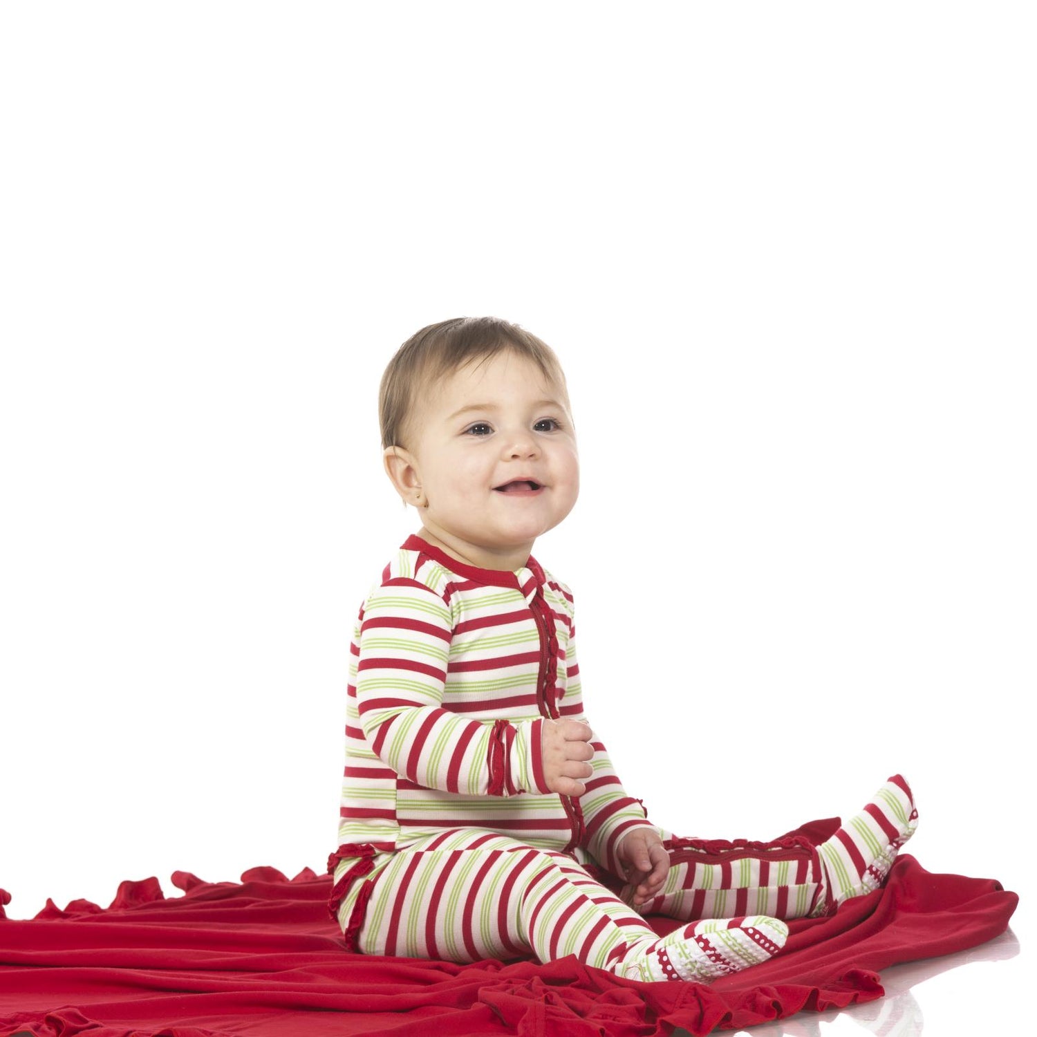 Print Muffin Ruffle Footie with Zipper in 2020 Candy Cane Stripe