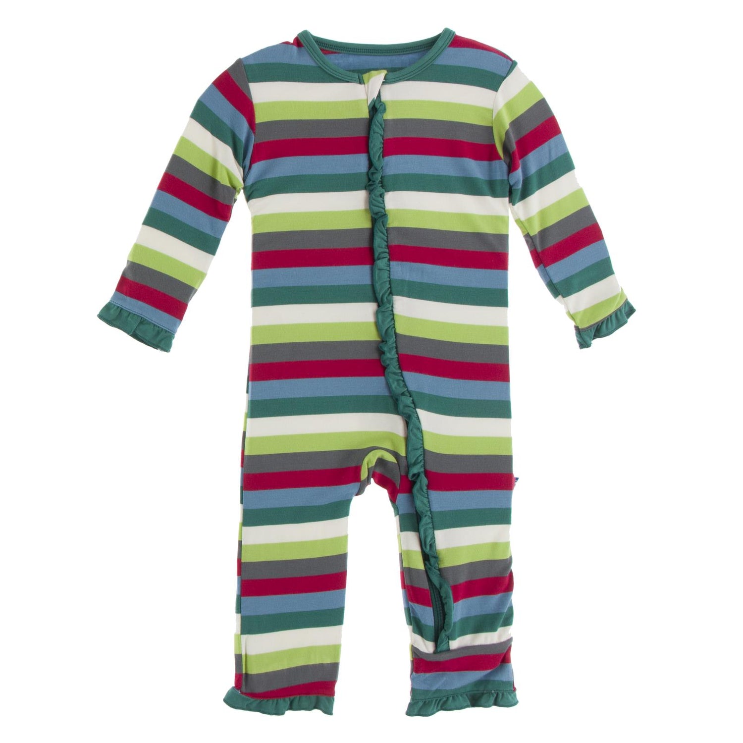 Print Classic Ruffle Coverall with Zipper in 2020 Multi Stripe