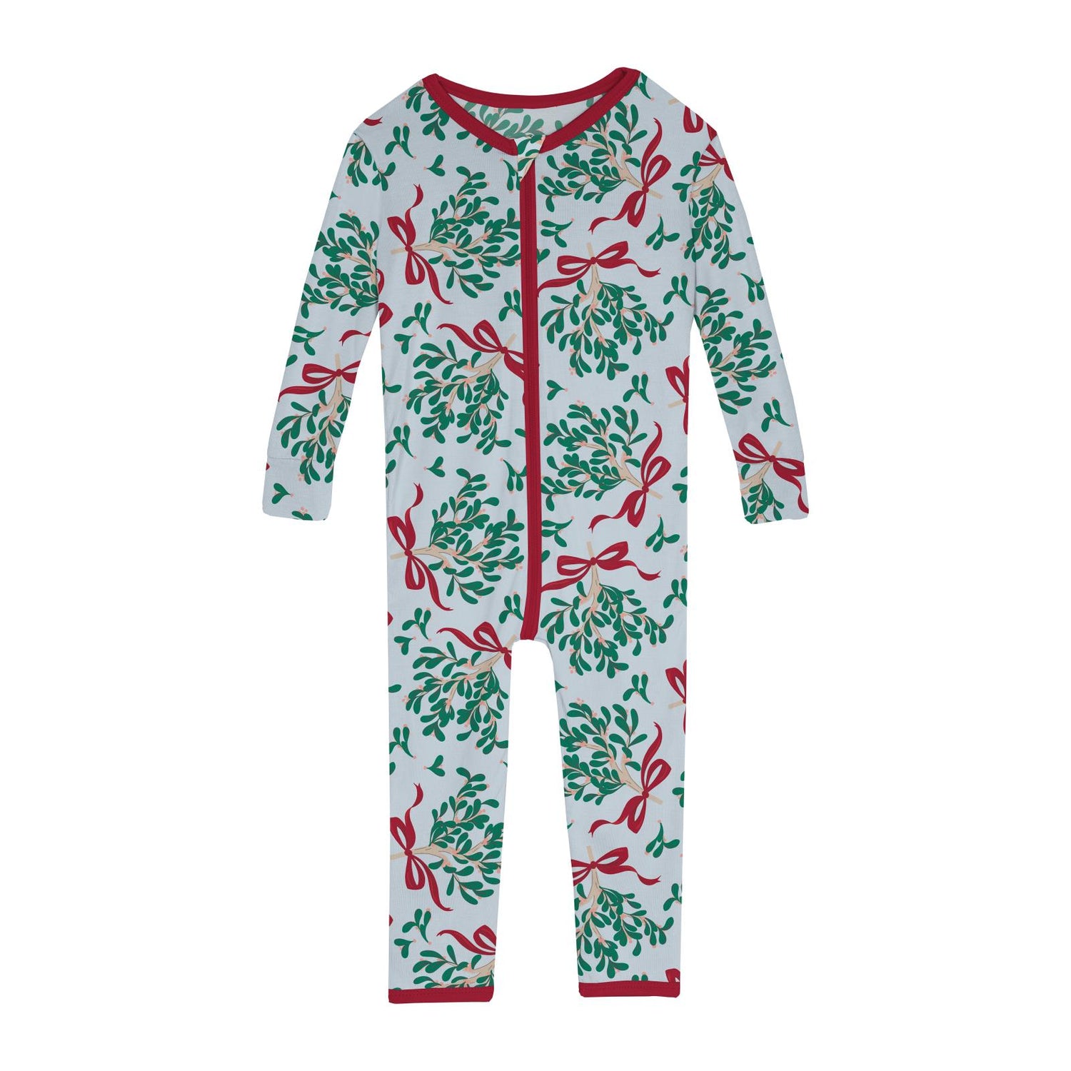 Print Convertible Sleeper with Zipper in Illusion Blue Mistletoe & Ribbons