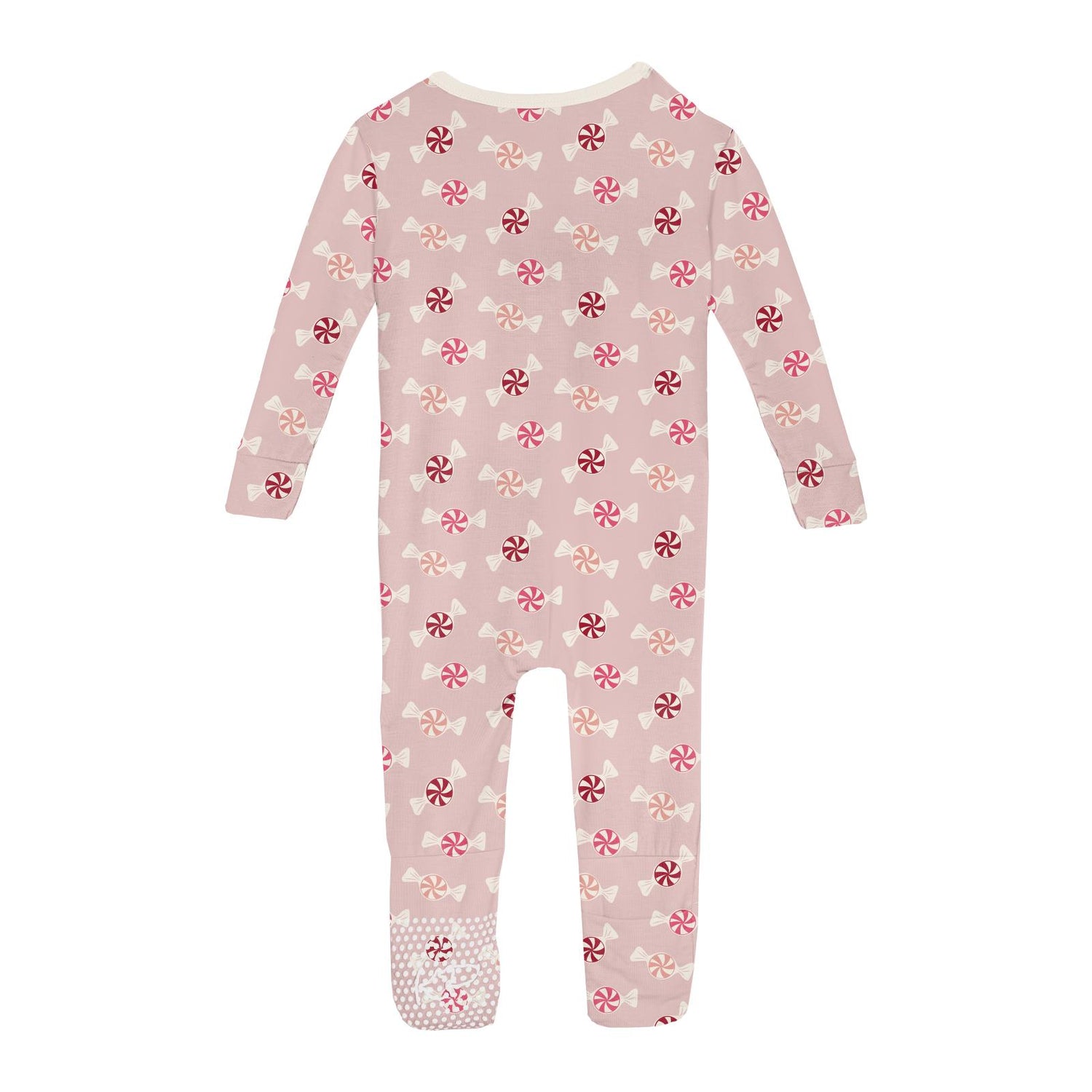 Print Convertible Sleeper with Zipper in Baby Rose Peppermints