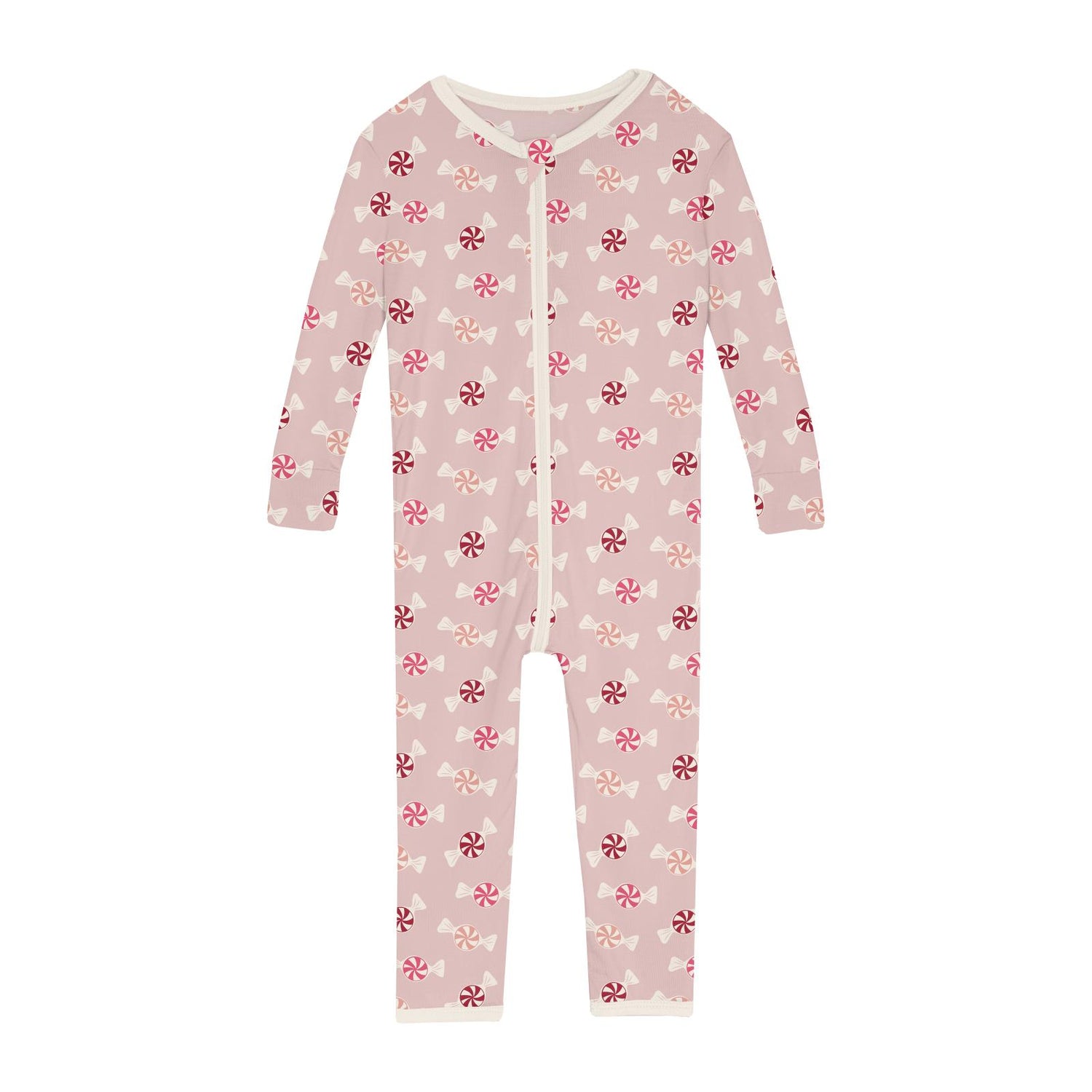 Print Convertible Sleeper with Zipper in Baby Rose Peppermints