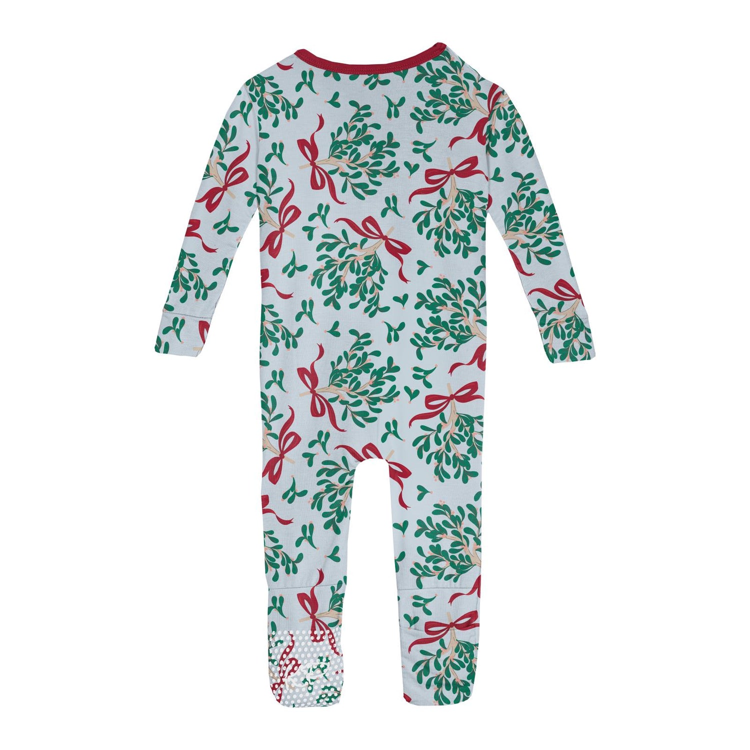 Print Convertible Sleeper with Zipper in Illusion Blue Mistletoe & Ribbons