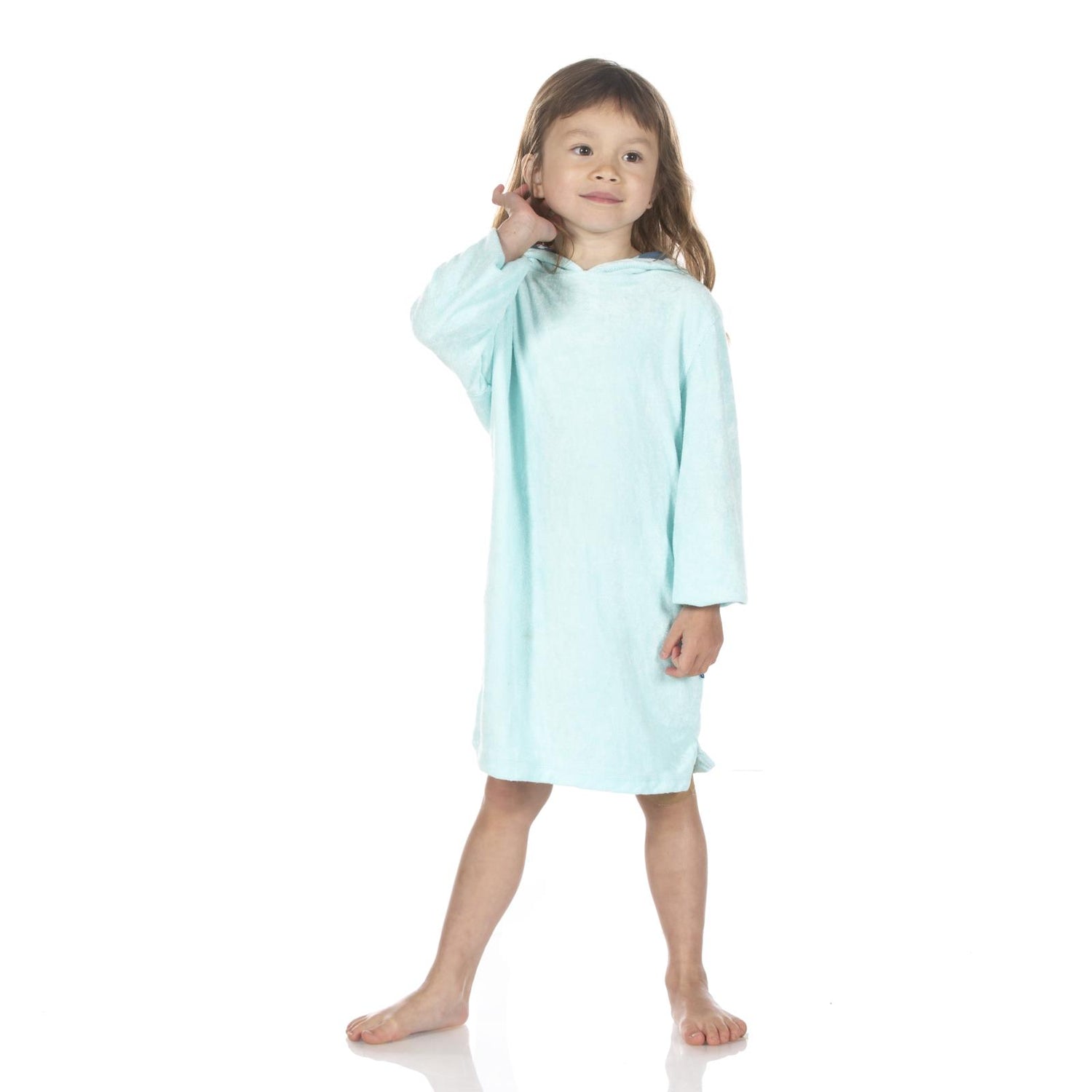 Terry Pull-over After Swim Robe in Summer Sky with Culinary Arts Stripe (126261)