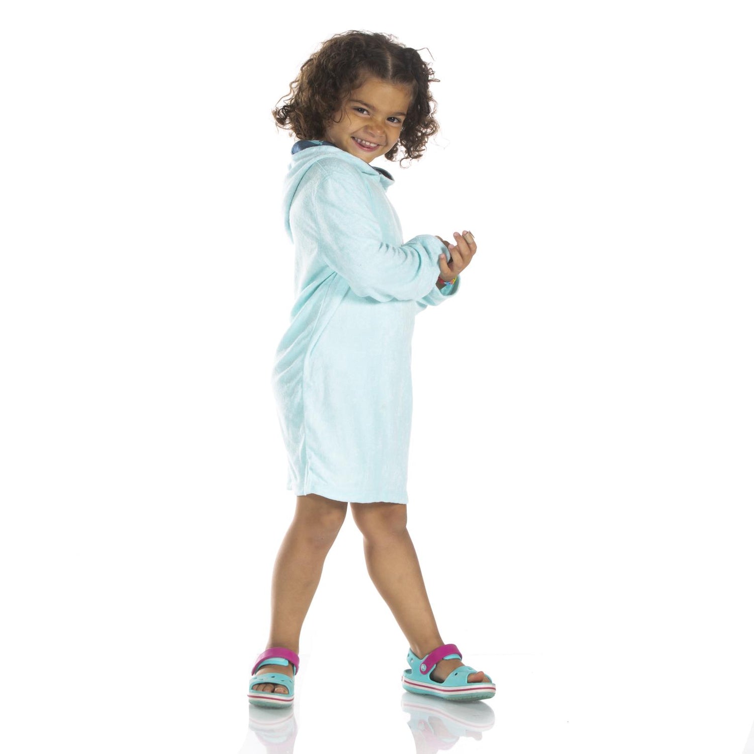 Terry Pull-over After Swim Robe in Summer Sky with Culinary Arts Stripe (126262)