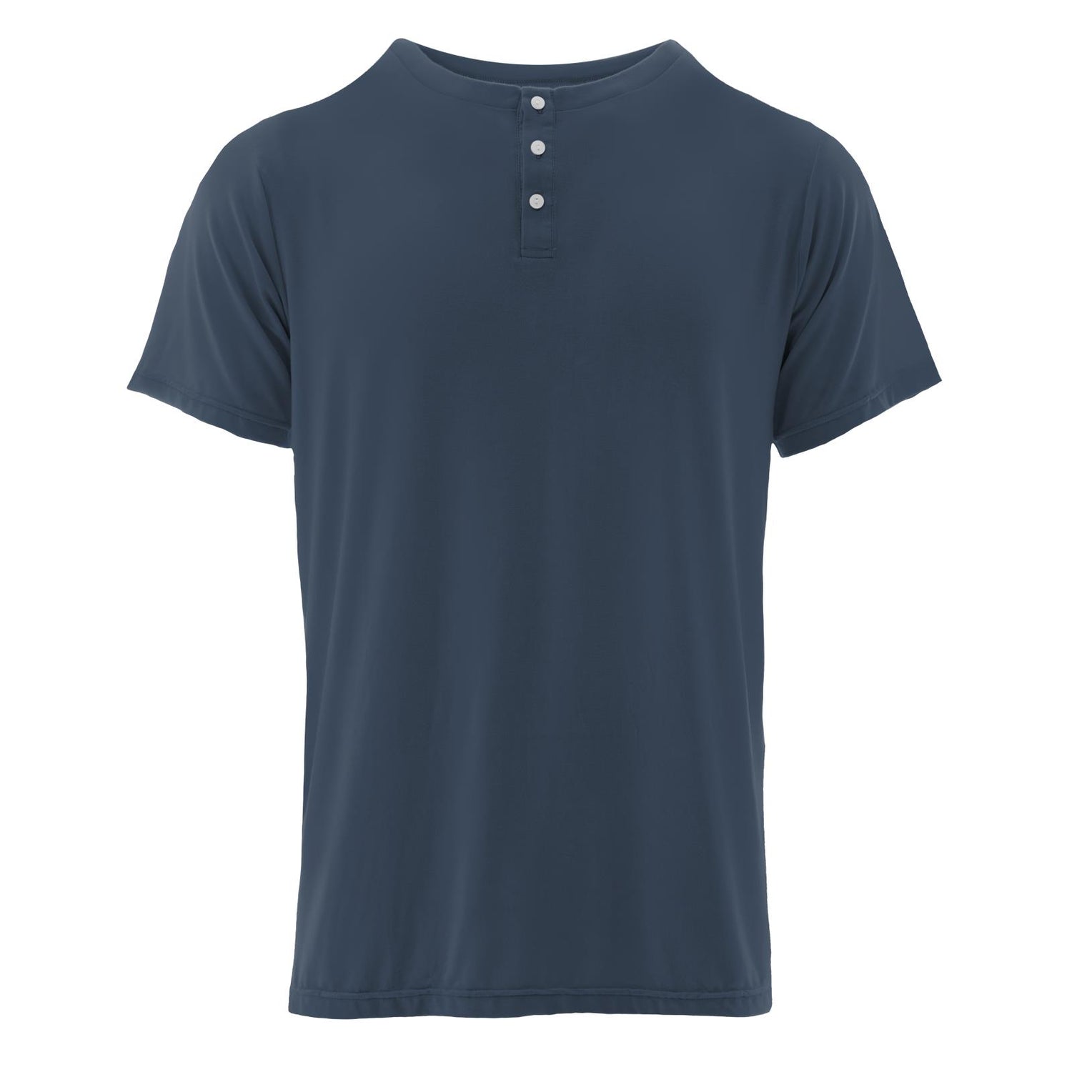 Men's Solid Short Sleeve Henley in Deep Sea