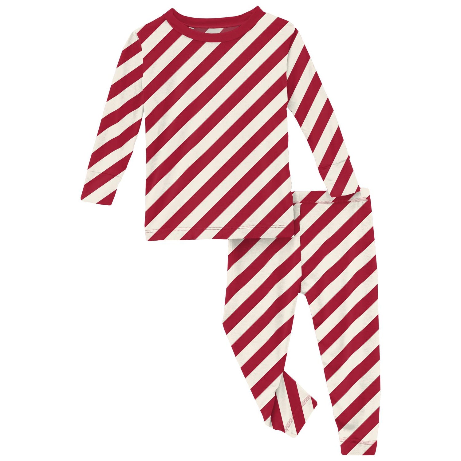 Print Long Sleeve Pajama Set in Candy Cane Twist