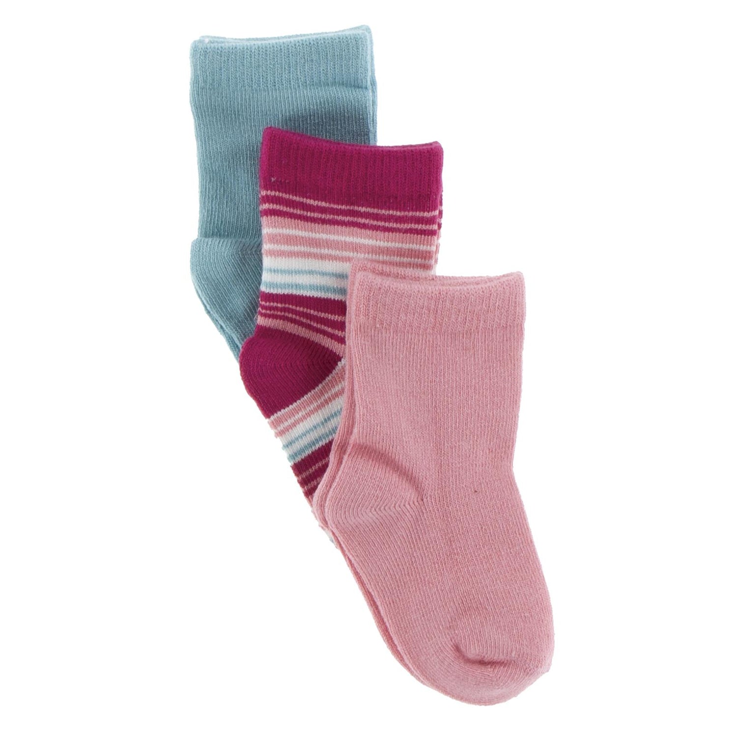 Socks (Set of 3) in Glacier, Cancun Strawberry Stripe & Strawberry