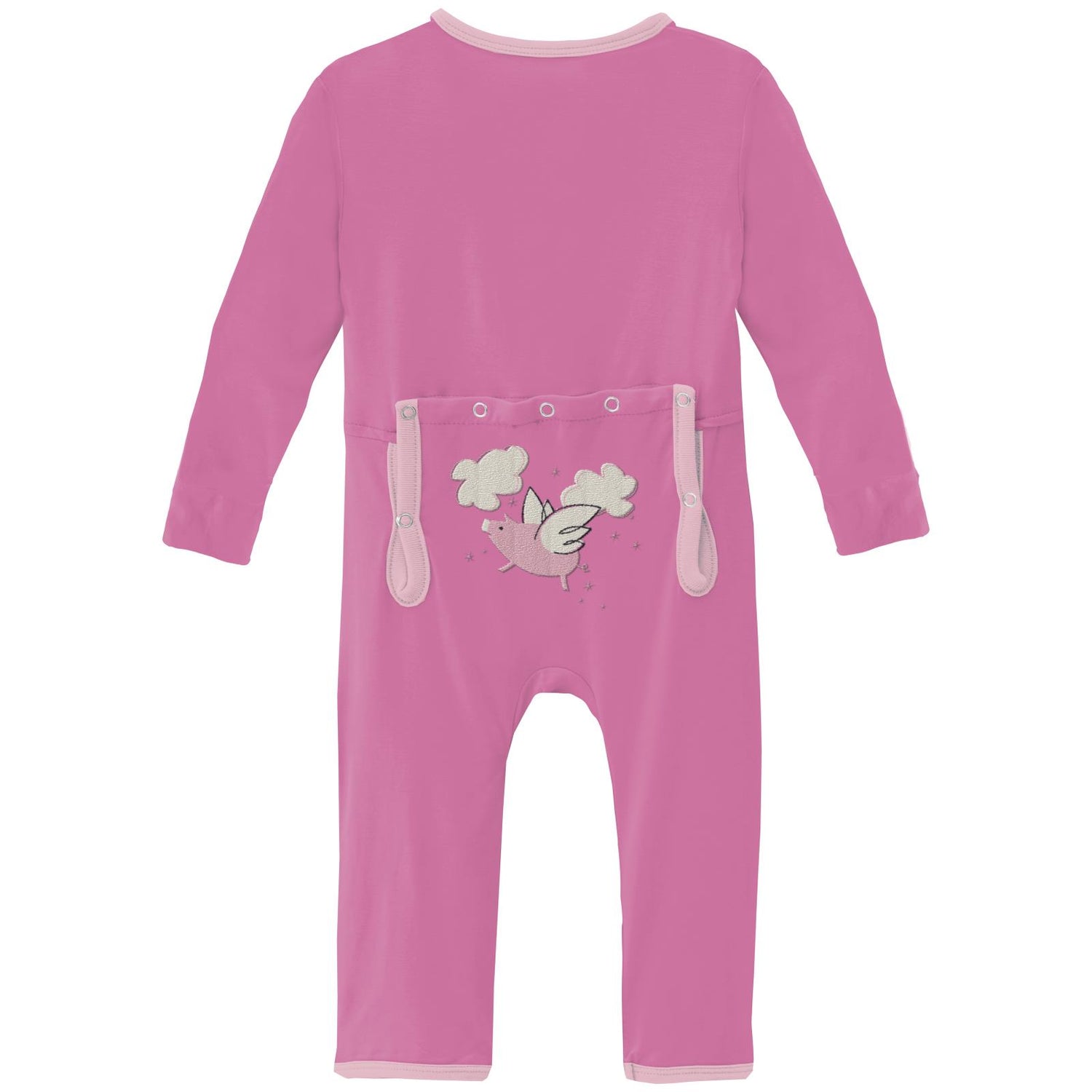 Applique Coverall with 2 Way Zipper in Tulip Flying Pig