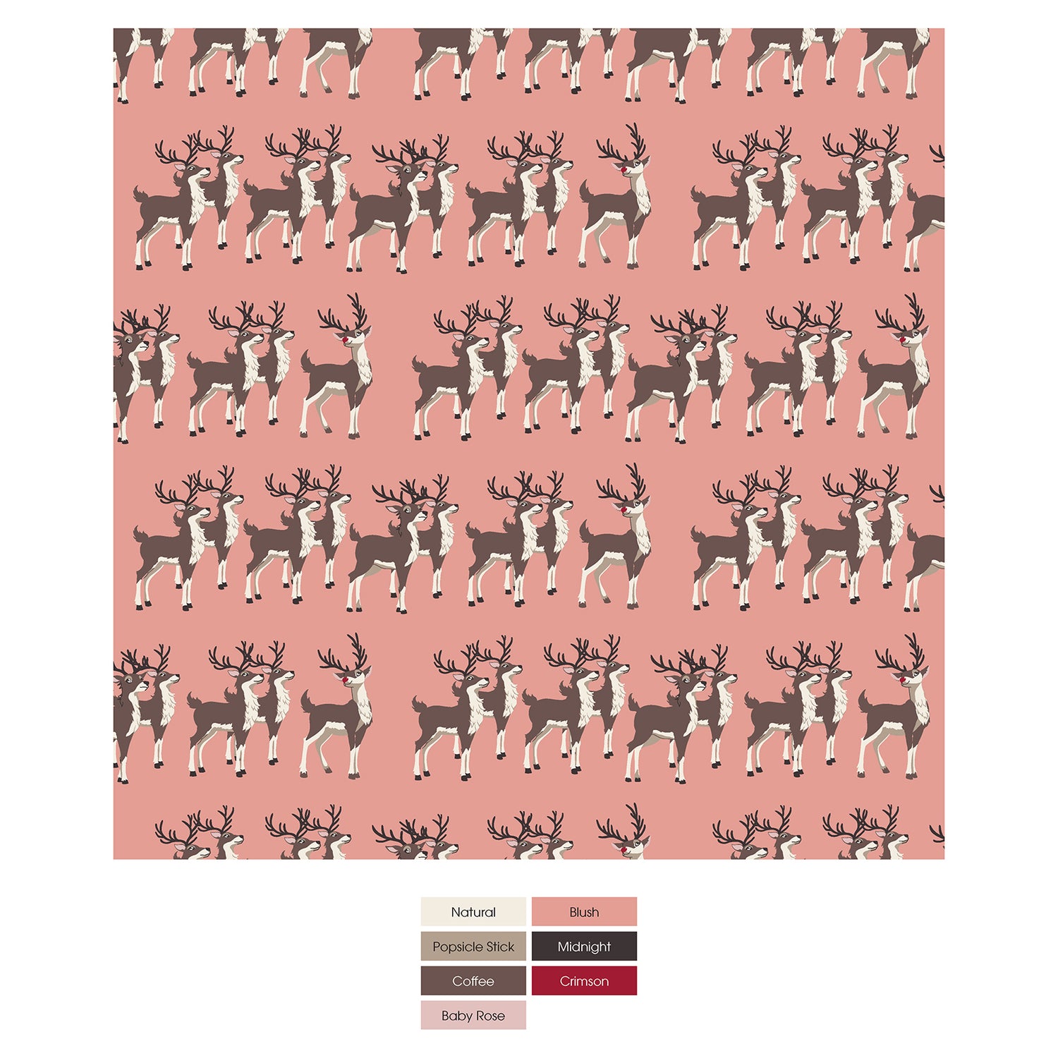 Print Coverall with 2 Way Zipper in Blush Rudolph