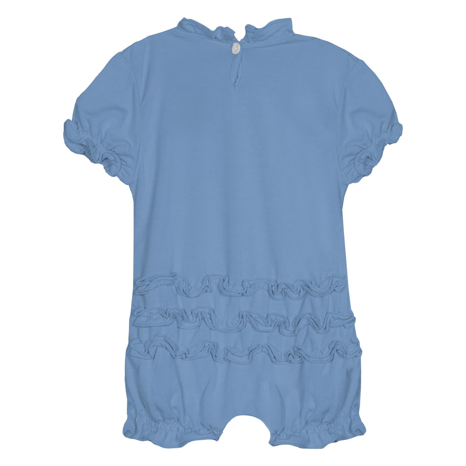 Ruffle Romper in Dream Blue