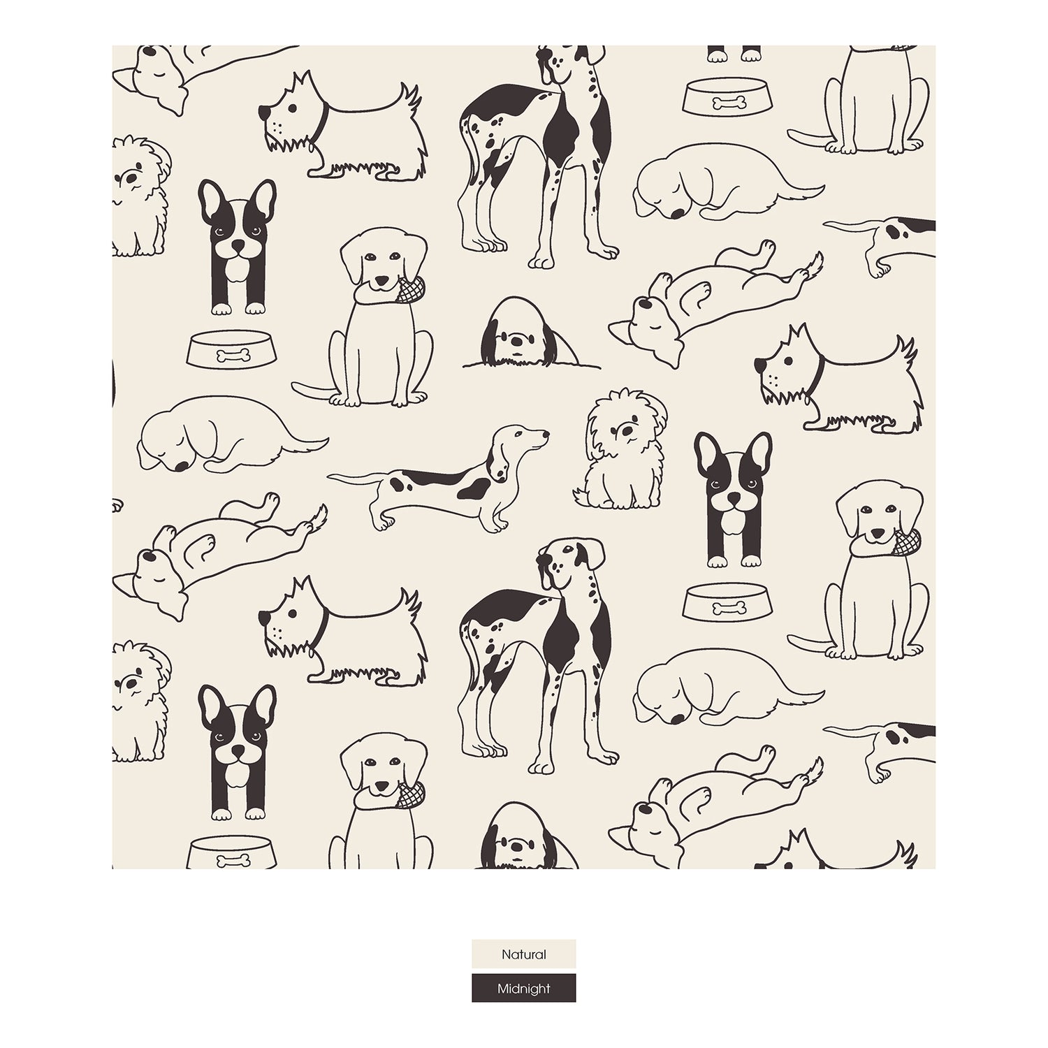 Print Convertible Sleeper with Zipper in Natural Dogs (316313)