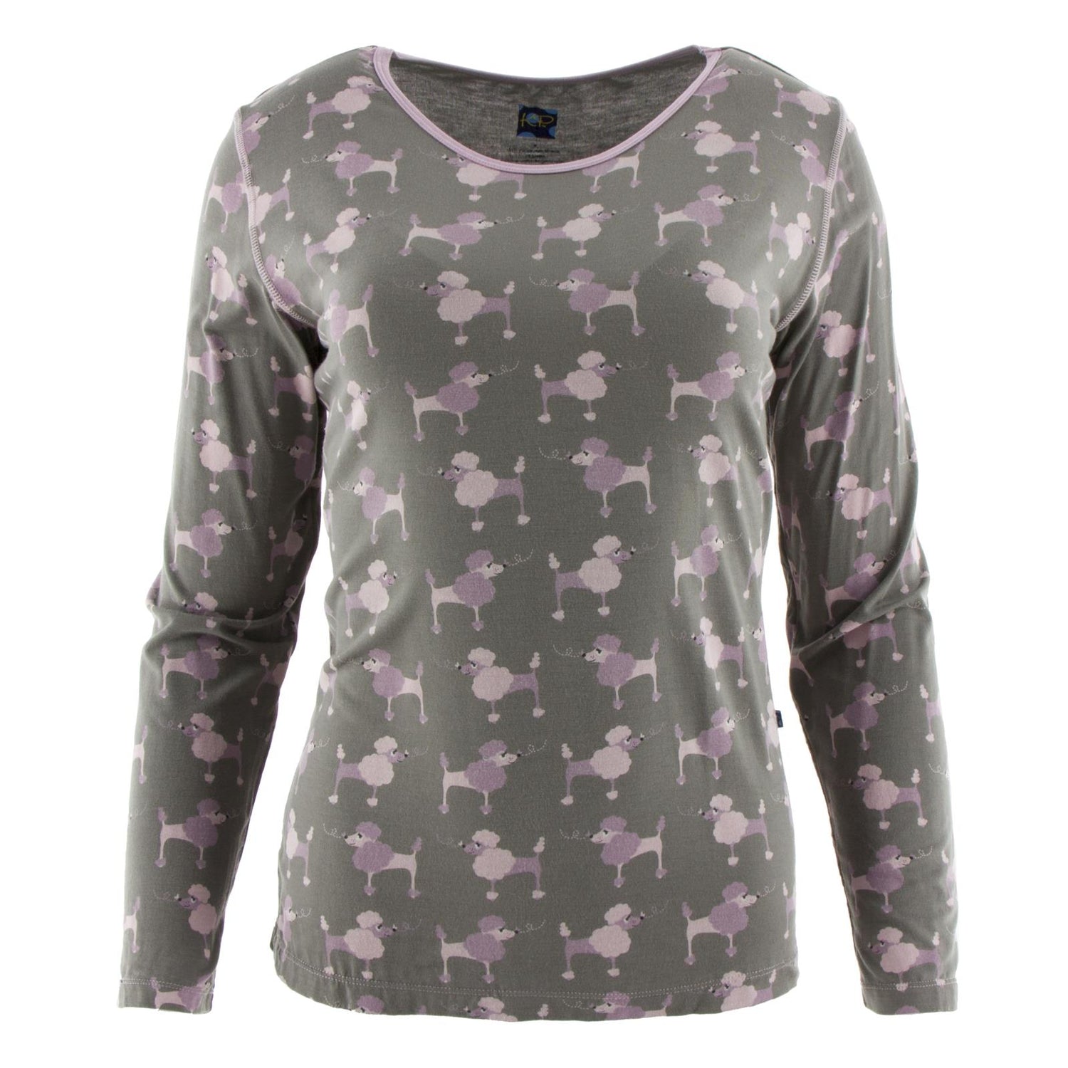 Print Relaxed Long Sleeve Tee in Cobblestone Poodle (169621)