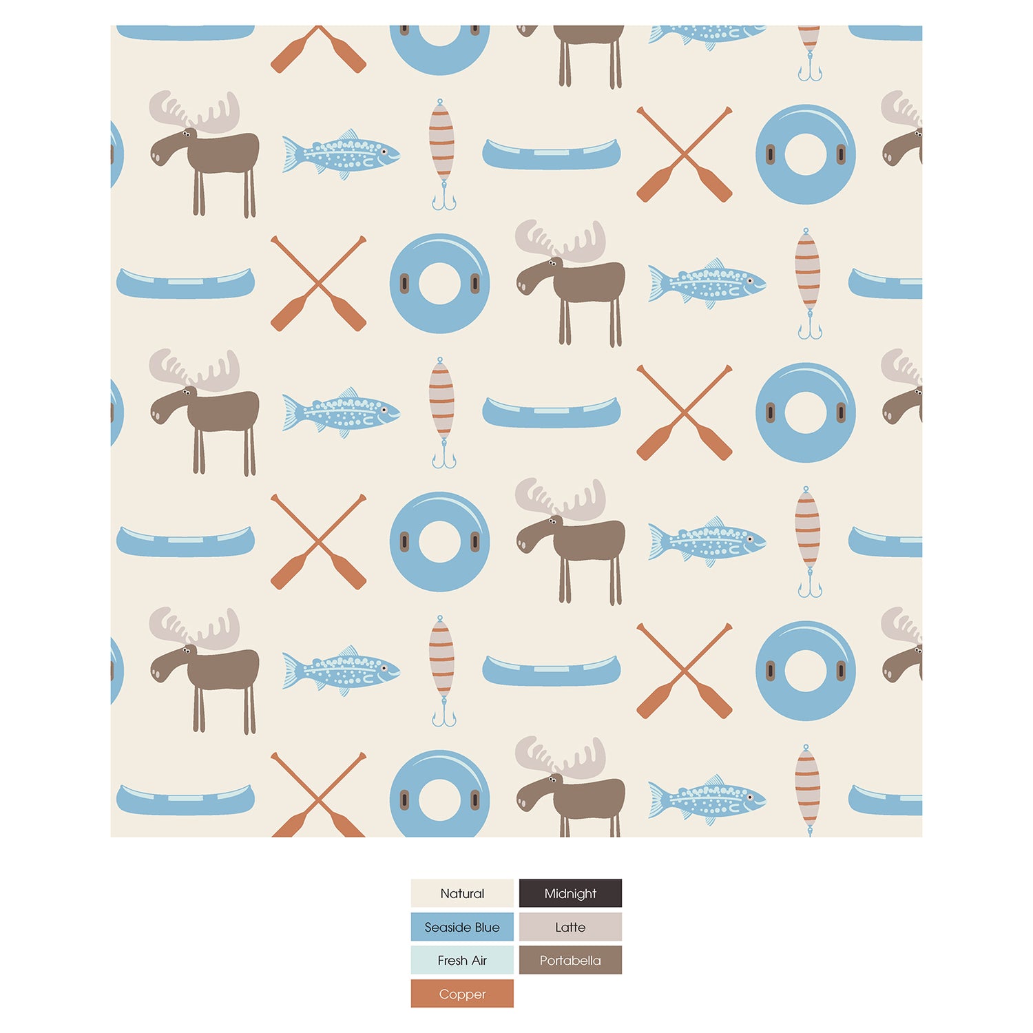 Print Footie with Snaps in Natural Lake Life