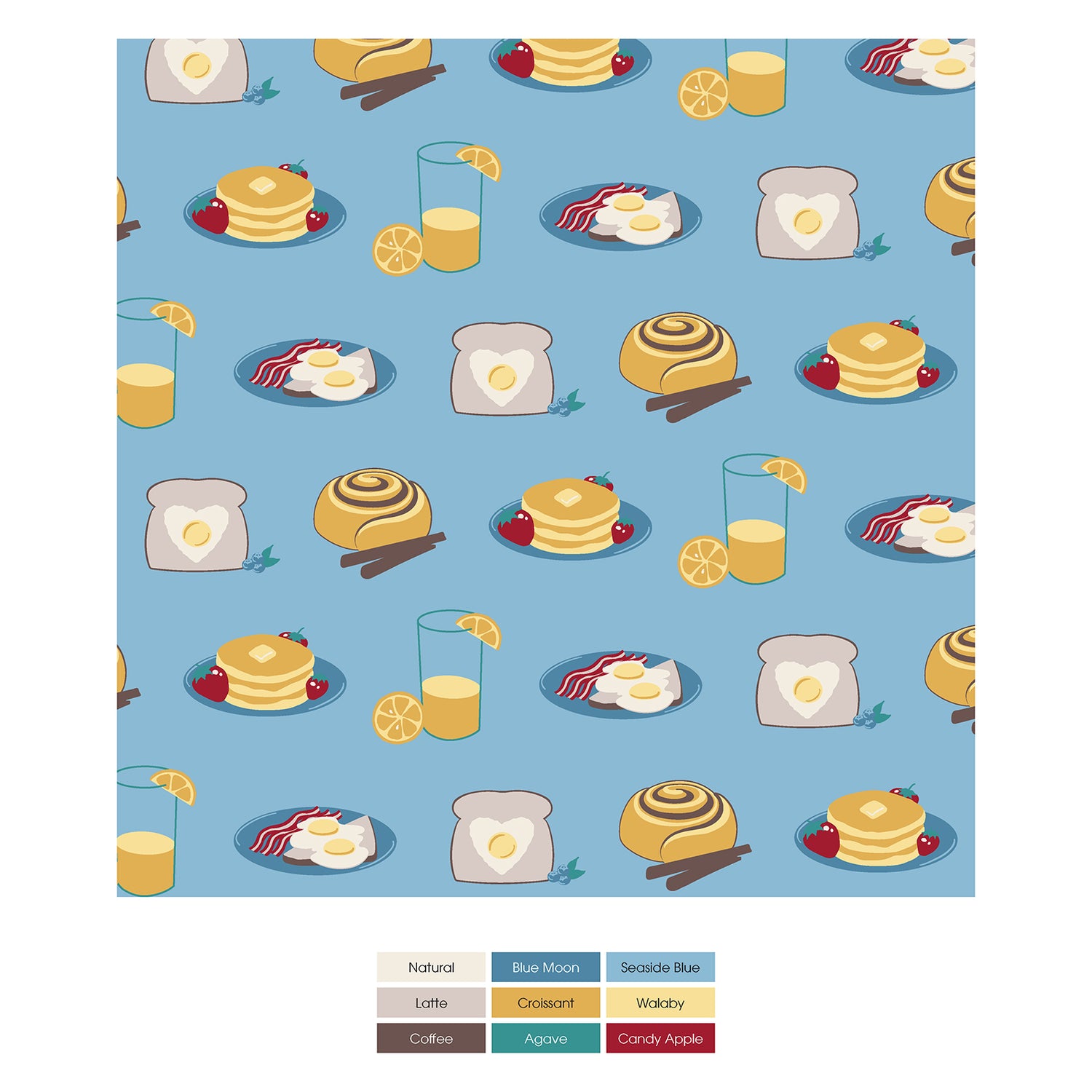 Short Sleeve Graphic Tee Pajama Set in Seaside Blue Breakfast in Bed (315794)