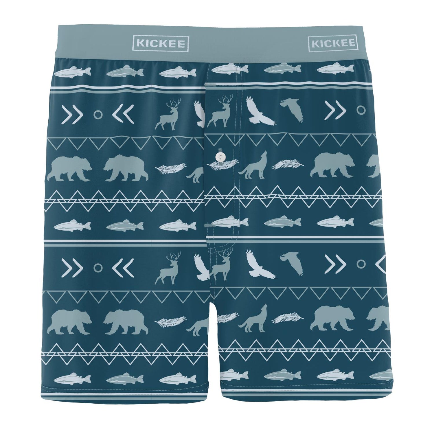 Men's Print Boxer Shorts in Peacock Native Tribal Lore