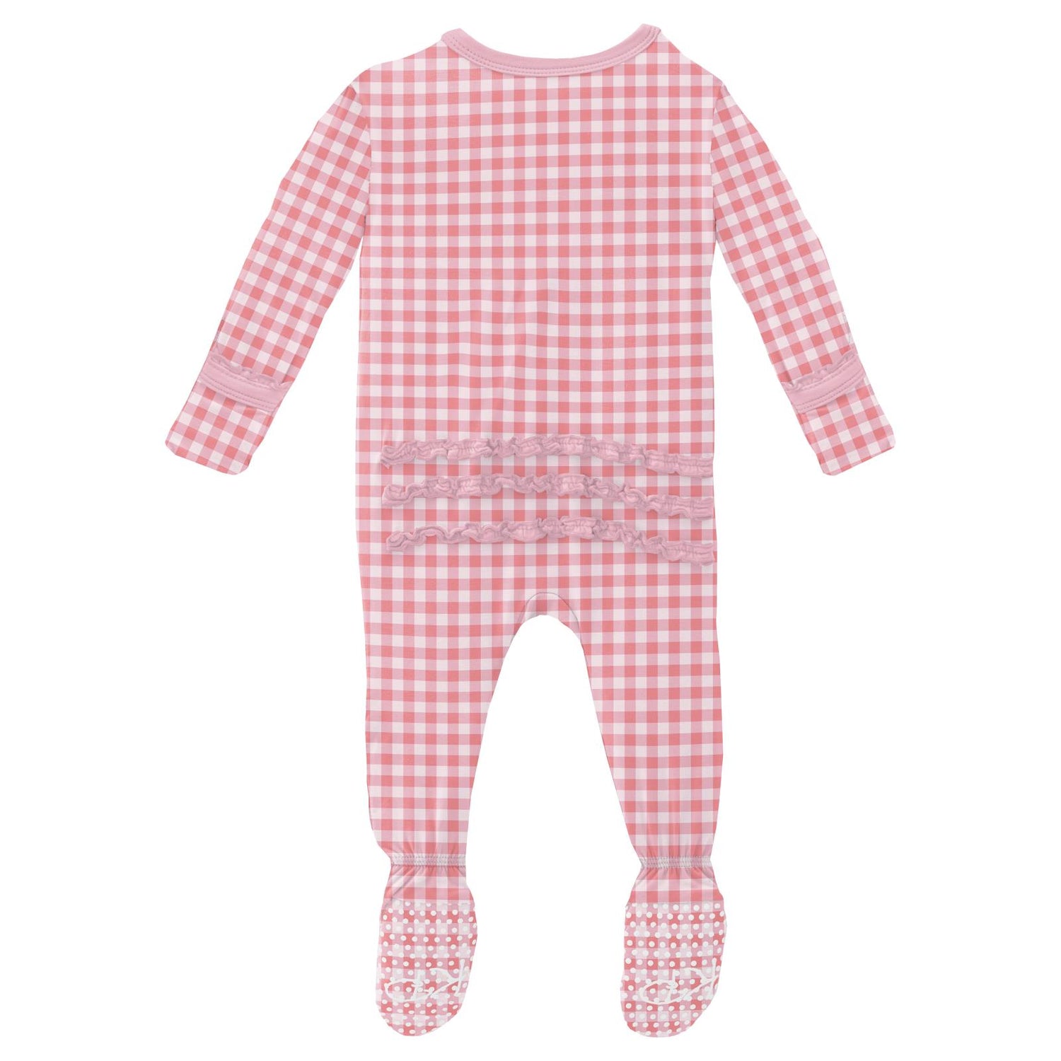 Print Muffin Ruffle Footie with 2 Way Zipper in Cake Pop Gingham (313495)