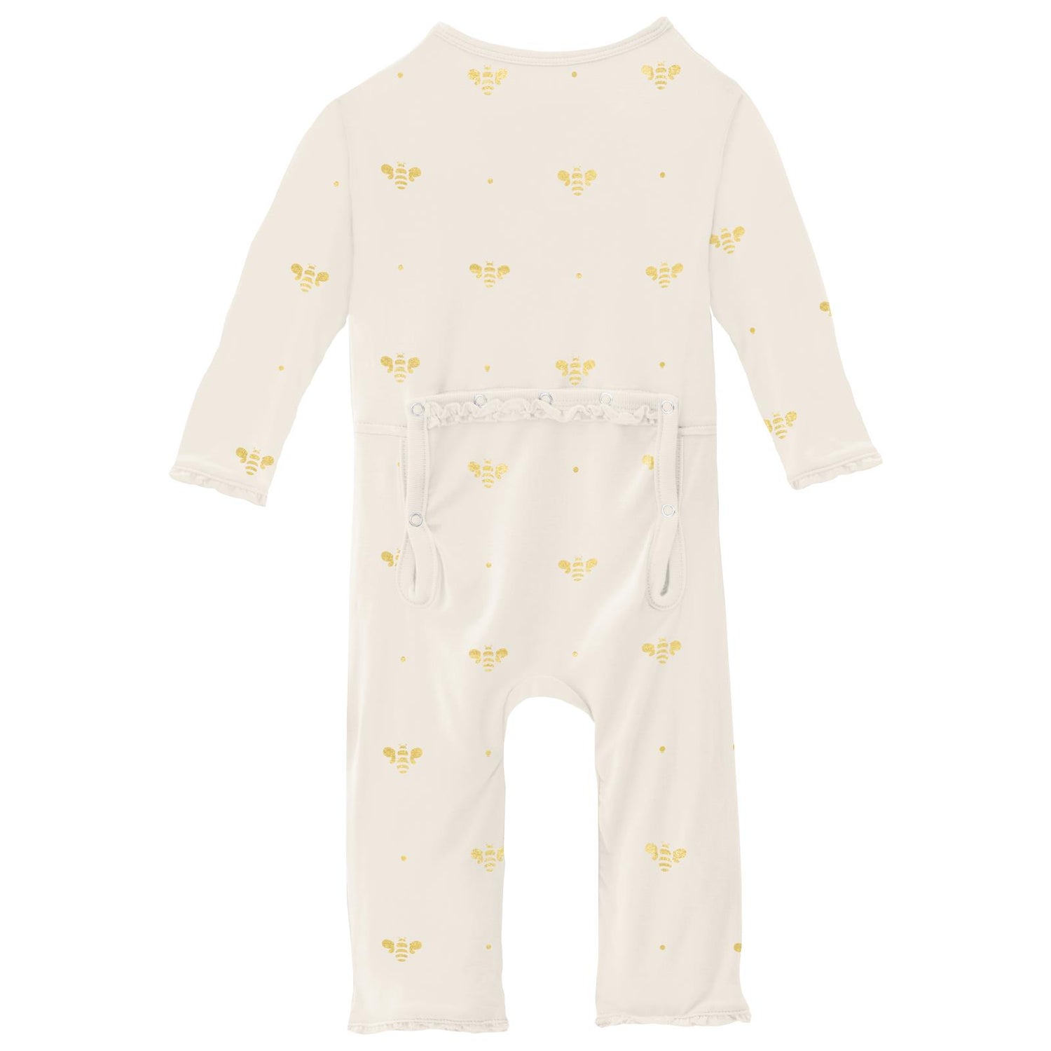 Print Muffin Ruffle Coverall with Snaps in Gold Bees (313269)