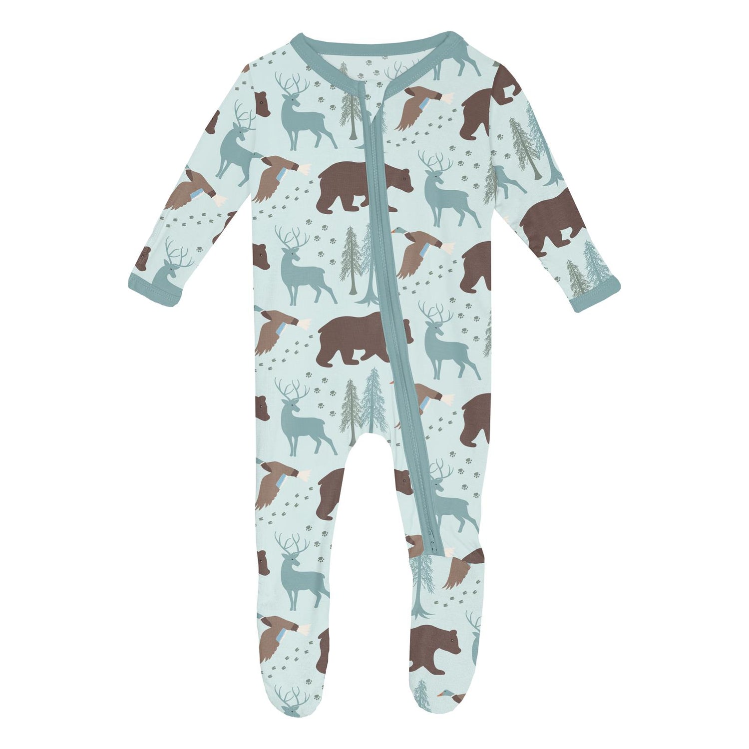 Print Footie with 2 Way Zipper in Fresh Air Forest Adventure (359994)