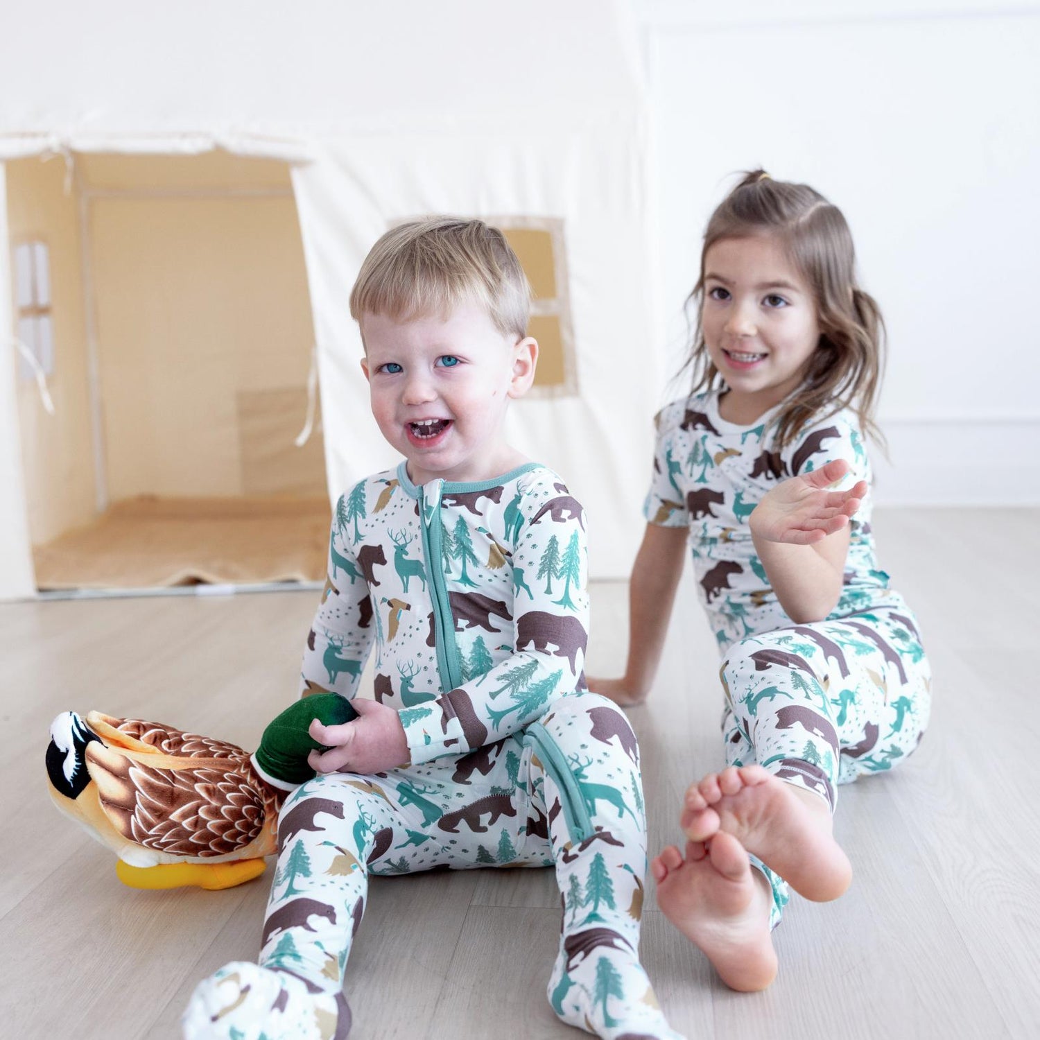 Print Footie with 2 Way Zipper in Fresh Air Forest Adventure (359990)