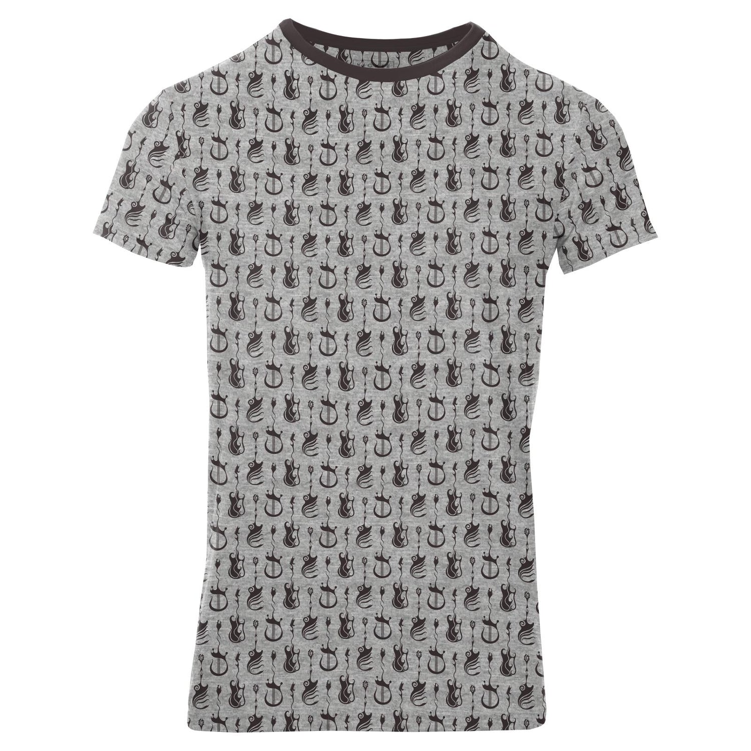 Men's Print Short Sleeve Tee in Heathered Gray Rock and Roll