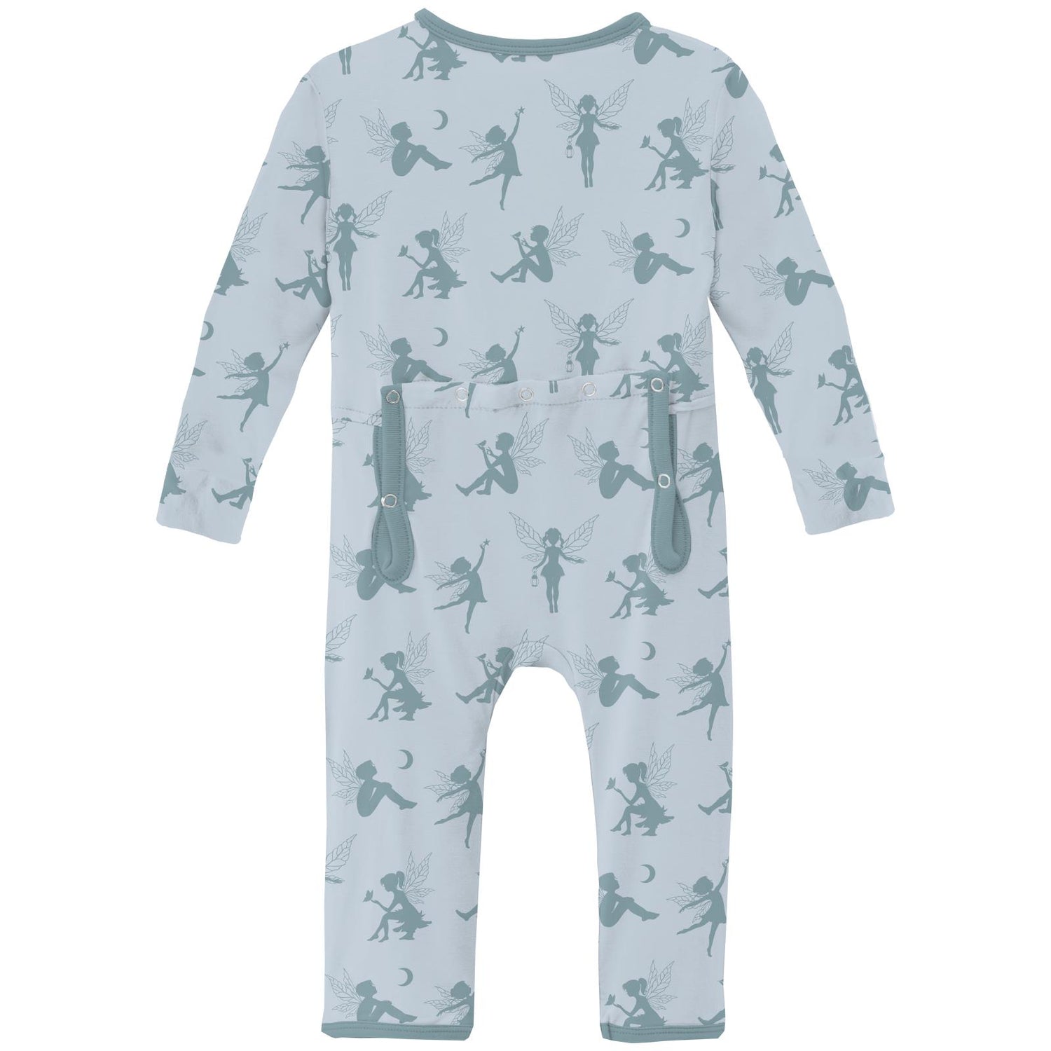 Print Coverall with 2 Way Zipper in Illusion Blue Forest Fairies