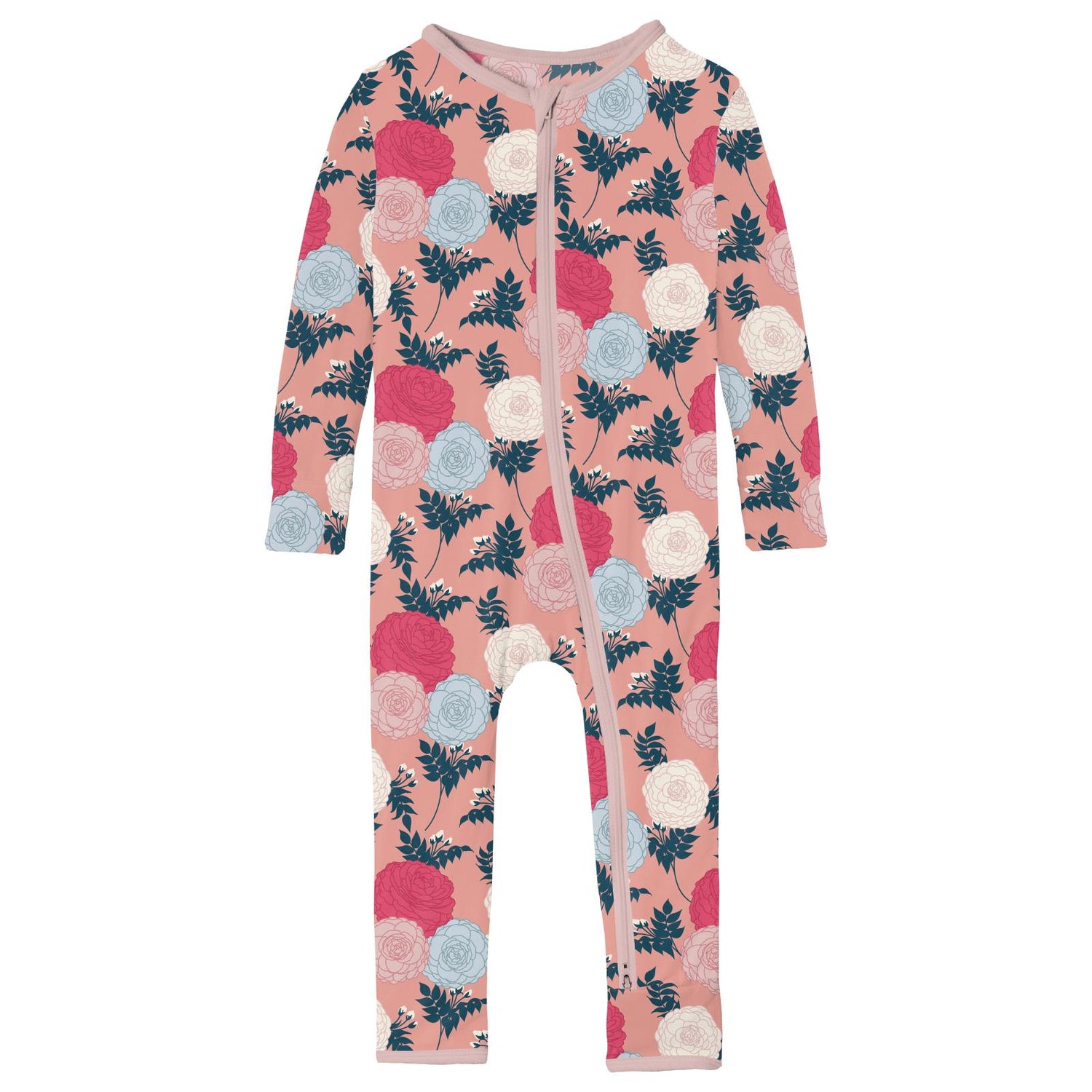 Print Coverall with 2 Way Zipper in Blush Enchanted Floral