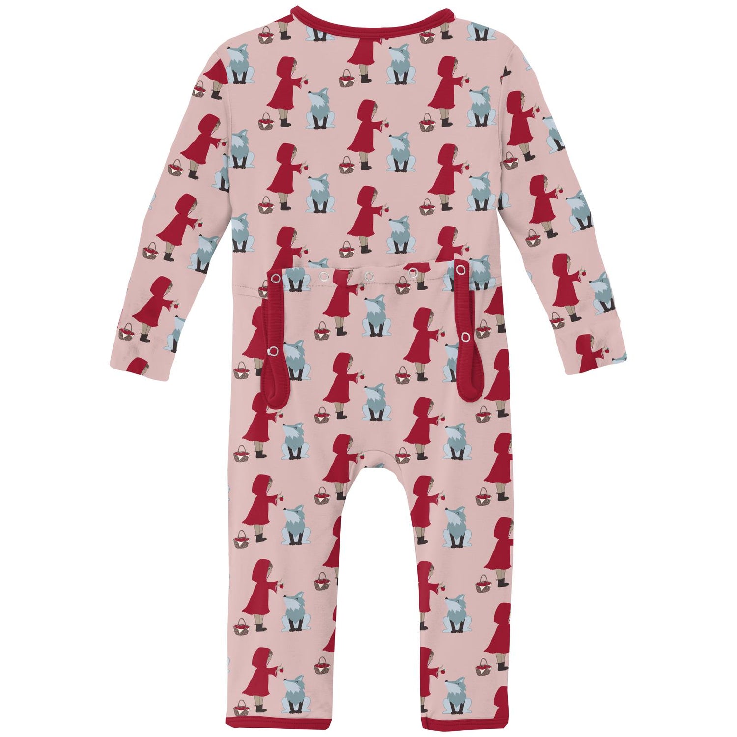 Print Coverall with 2 Way Zipper in Baby Rose Little Red Let's Be Friends