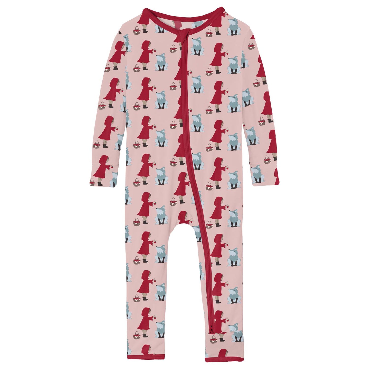 Print Coverall with 2 Way Zipper in Baby Rose Little Red Let's Be Friends