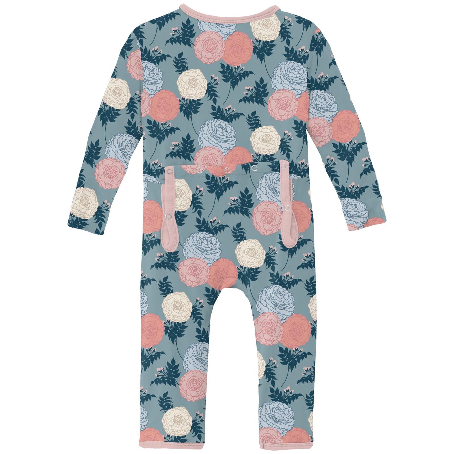 Print Coverall with 2 Way Zipper in Stormy Sea Enchanted Floral