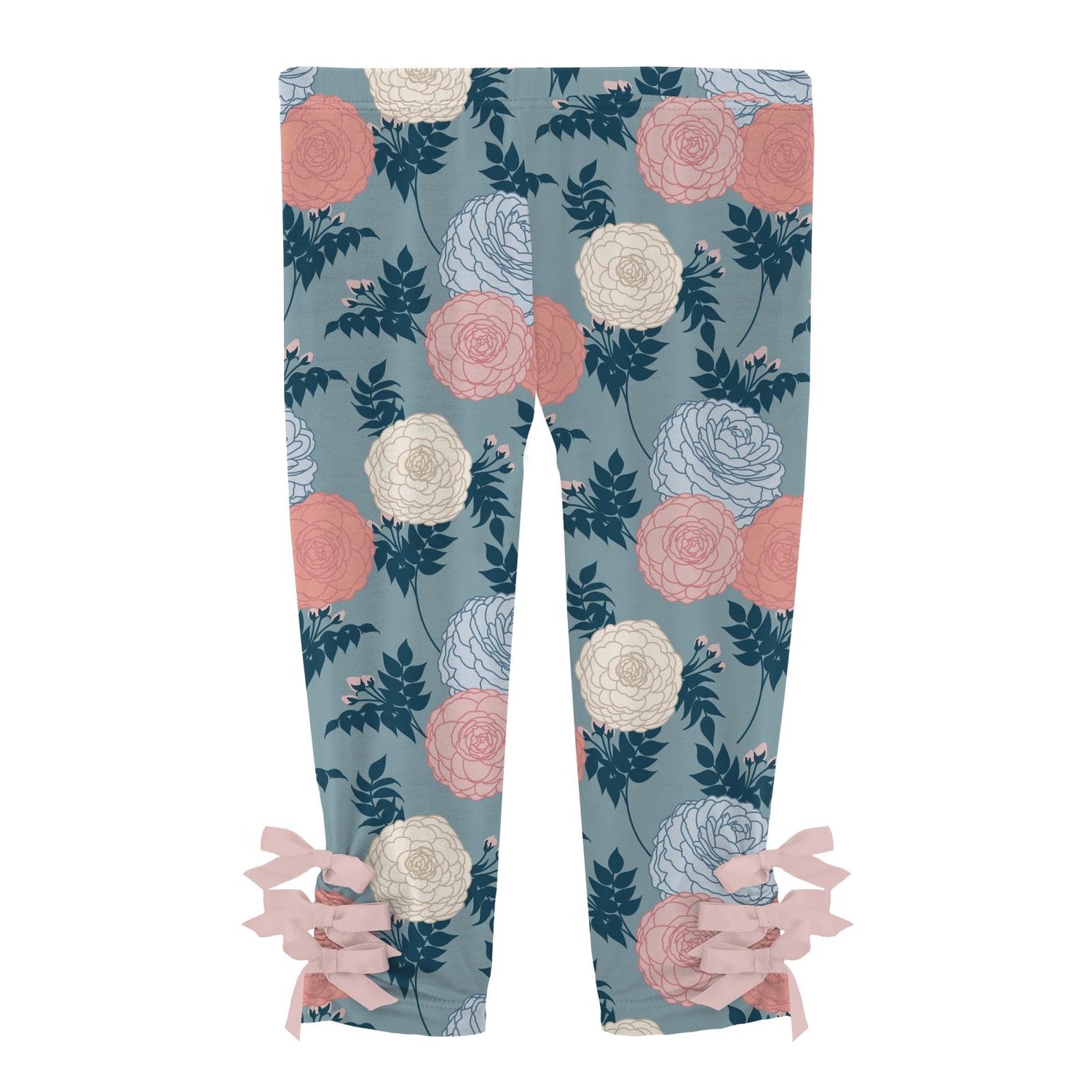 Print Leggings with Bows in Stormy Sea Enchanted Floral