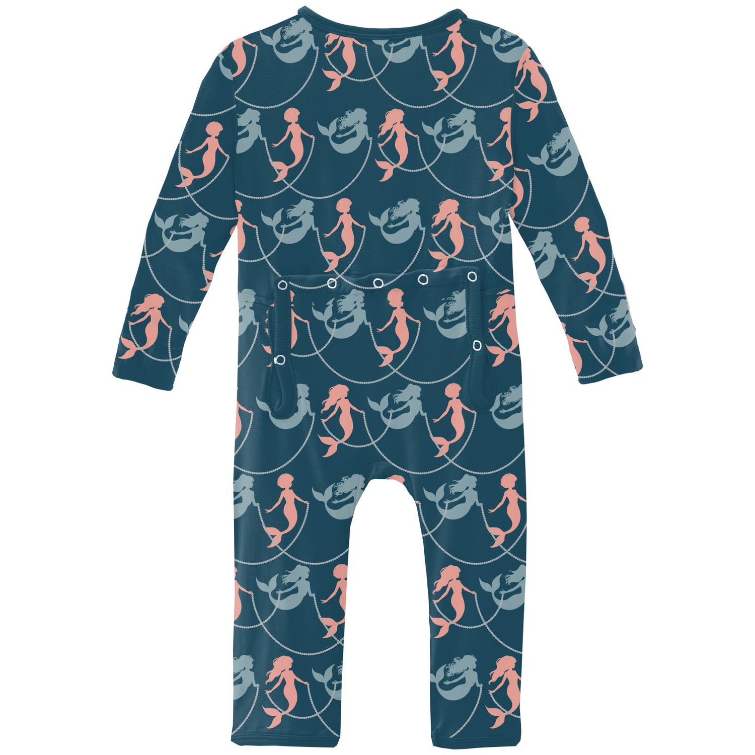 Print Coverall with 2 Way Zipper in Peacock Mermaids & Pearls