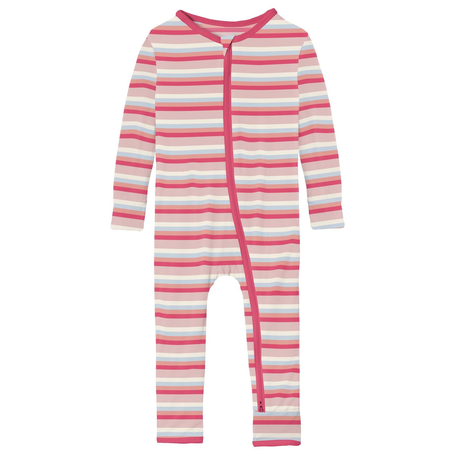 Print Coverall with 2 Way Zipper in Baby Rose Stripe