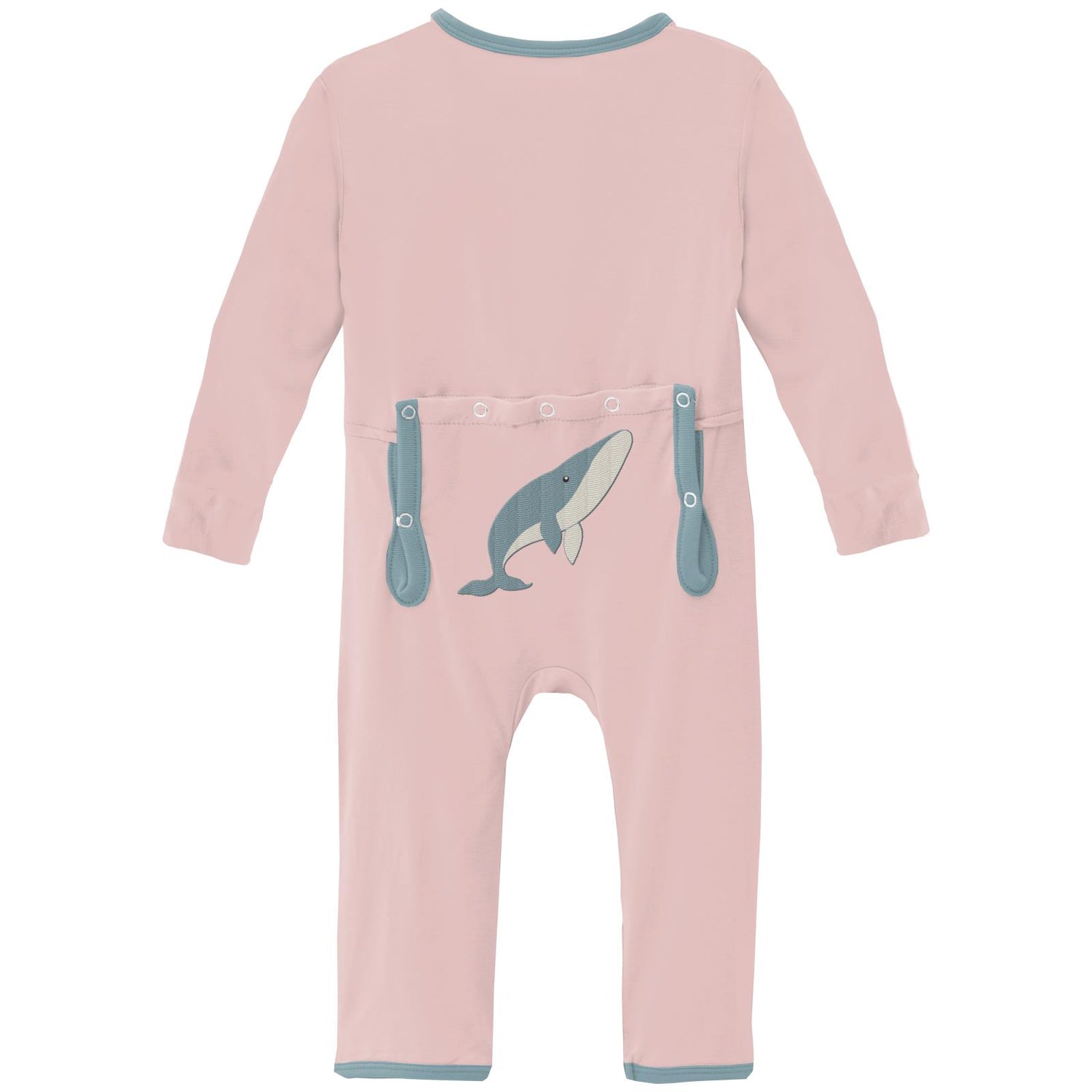 Applique Coverall with Snaps in Baby Rose Whale