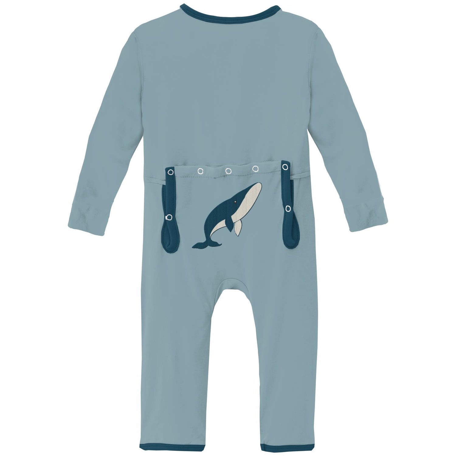 Applique Coverall with Snaps in Stormy Sea Whale