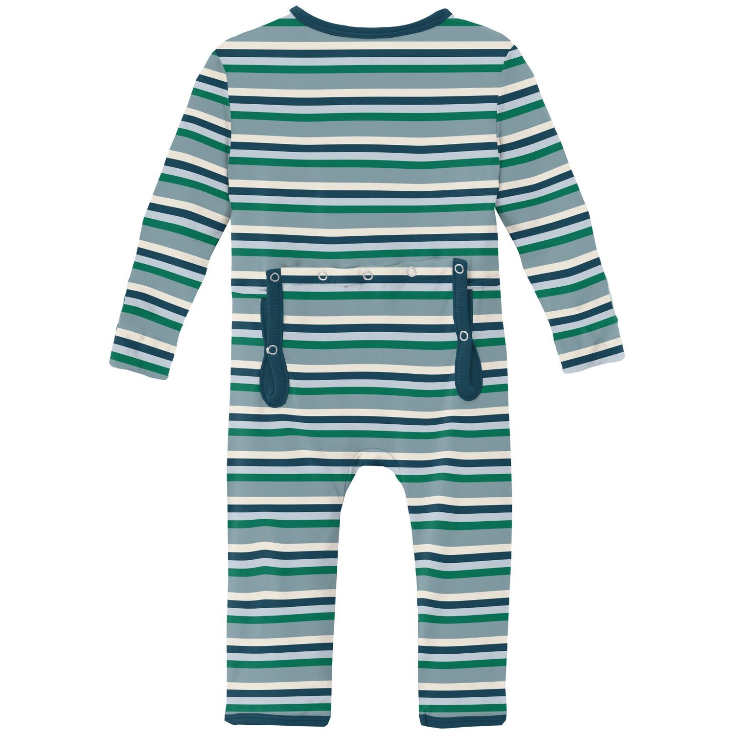 Print Coverall with 2 Way Zipper in Stormy Sea Stripe