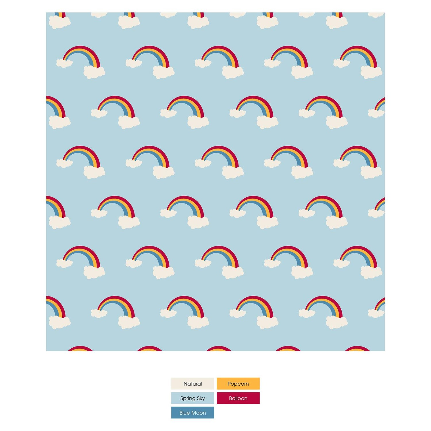 Print Swaddling Blanket in Spring Sky Rainbows