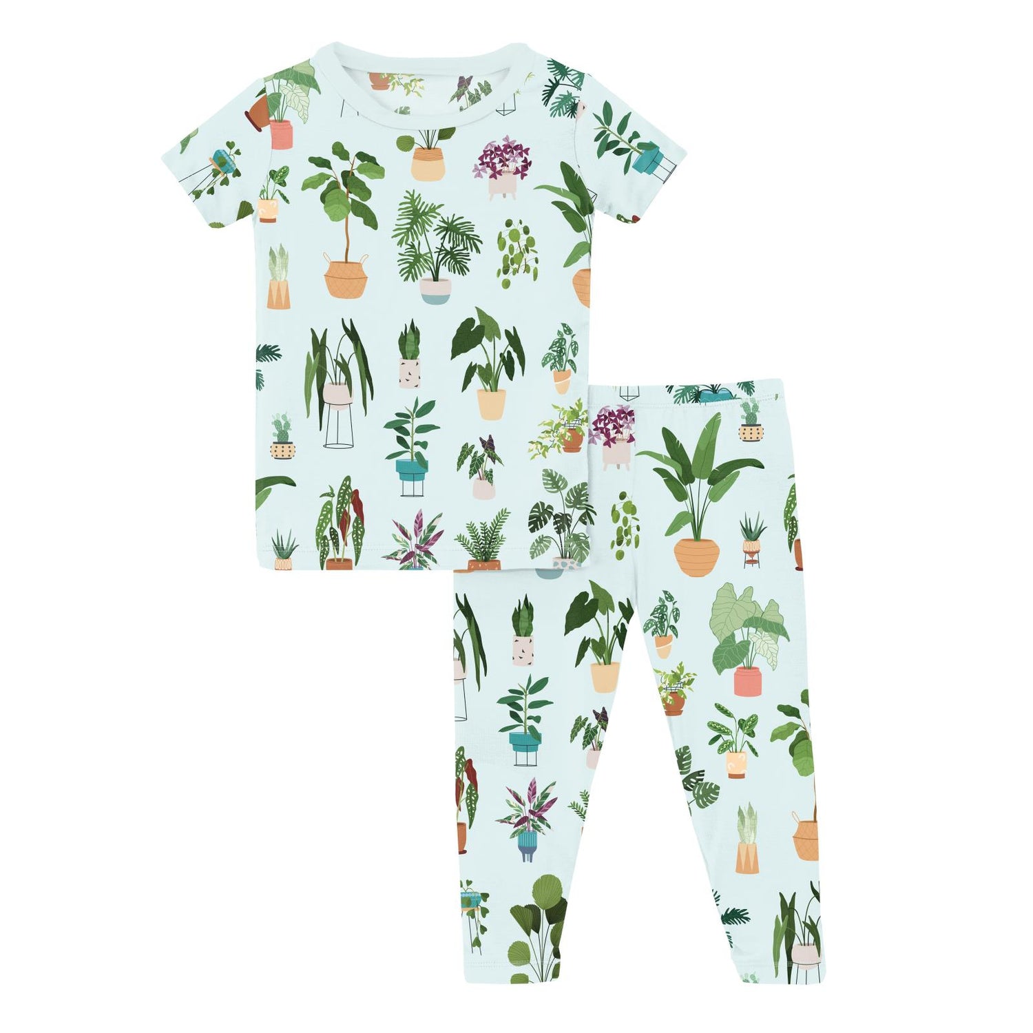 Print Short Sleeve Pajama Set in Fresh Air House Plants (314180)