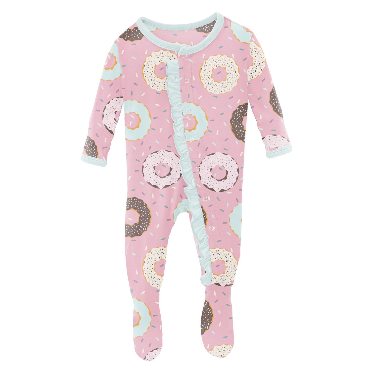 Print Classic Ruffle Footie with Snaps in Cake Pop Donuts and Sprinkles (310837)