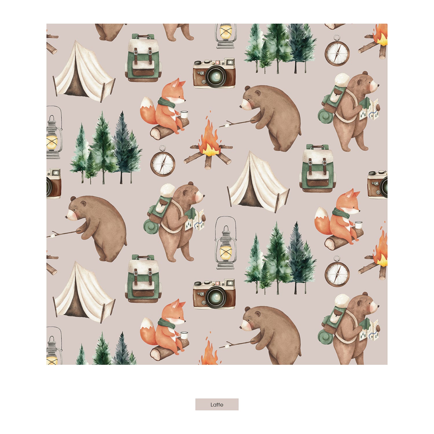 Print Footie with Snaps in Latte Camping Animals (322879)